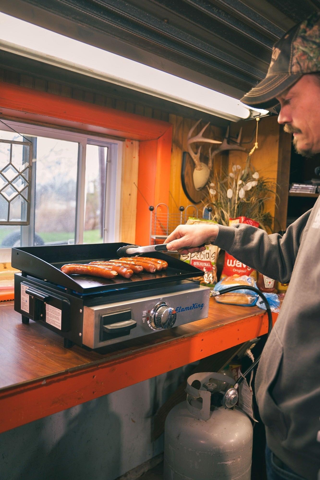 Flame King Flat Top Portable Propane Cast Iron Grill Griddle - Energize Trek