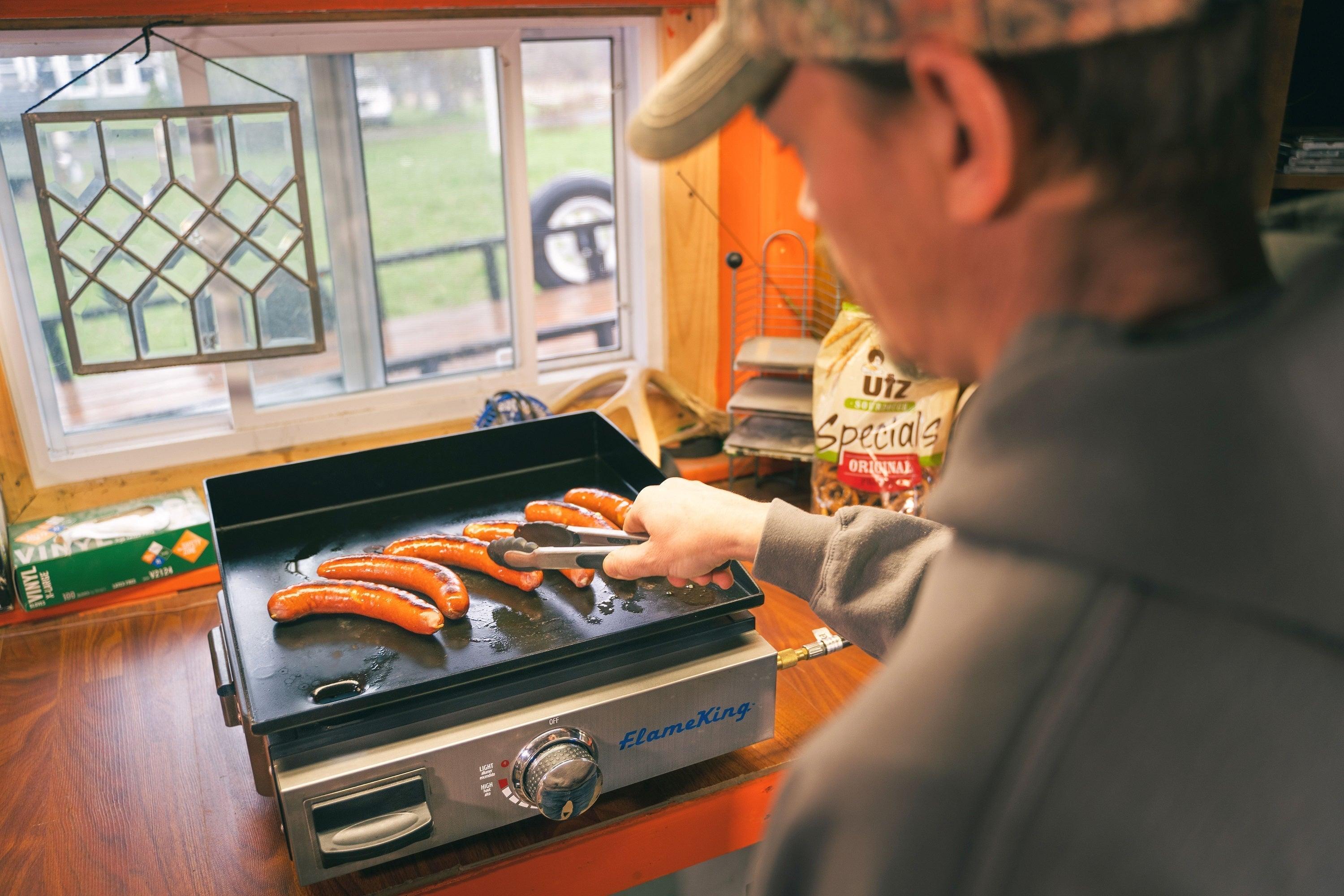 Flame King Flat Top Portable Propane Cast Iron Grill Griddle - Energize Trek