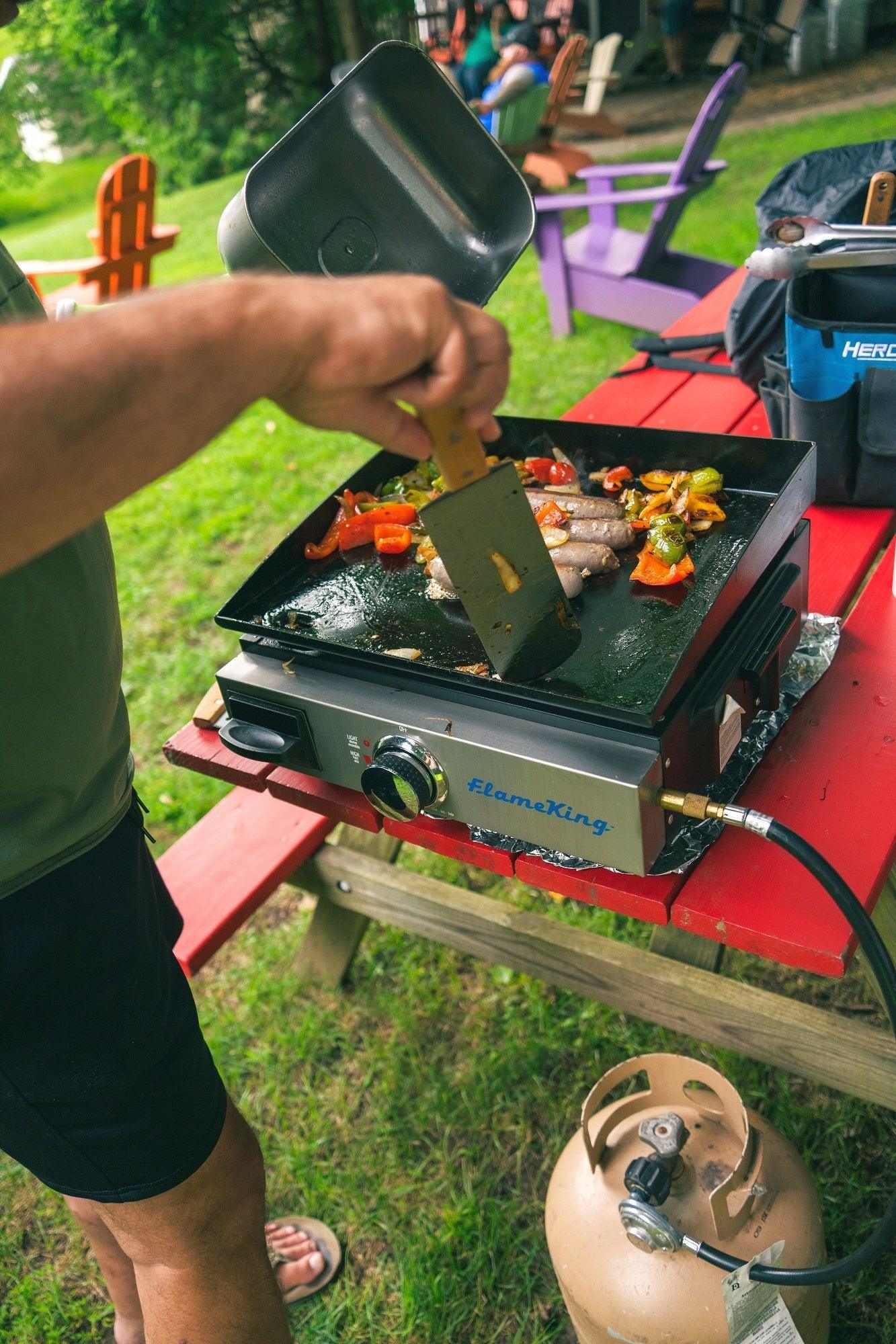 Flame King Flat Top Portable Propane Cast Iron Grill Griddle - Energize Trek