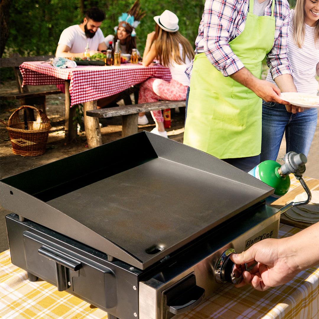 Flame King Flat Top Portable Propane Cast Iron Grill Griddle - Energize Trek