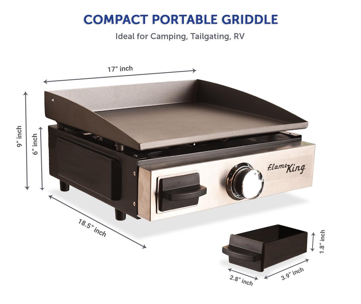 Flame King Flat Top Portable Propane Cast Iron Grill Griddle - Energize Trek