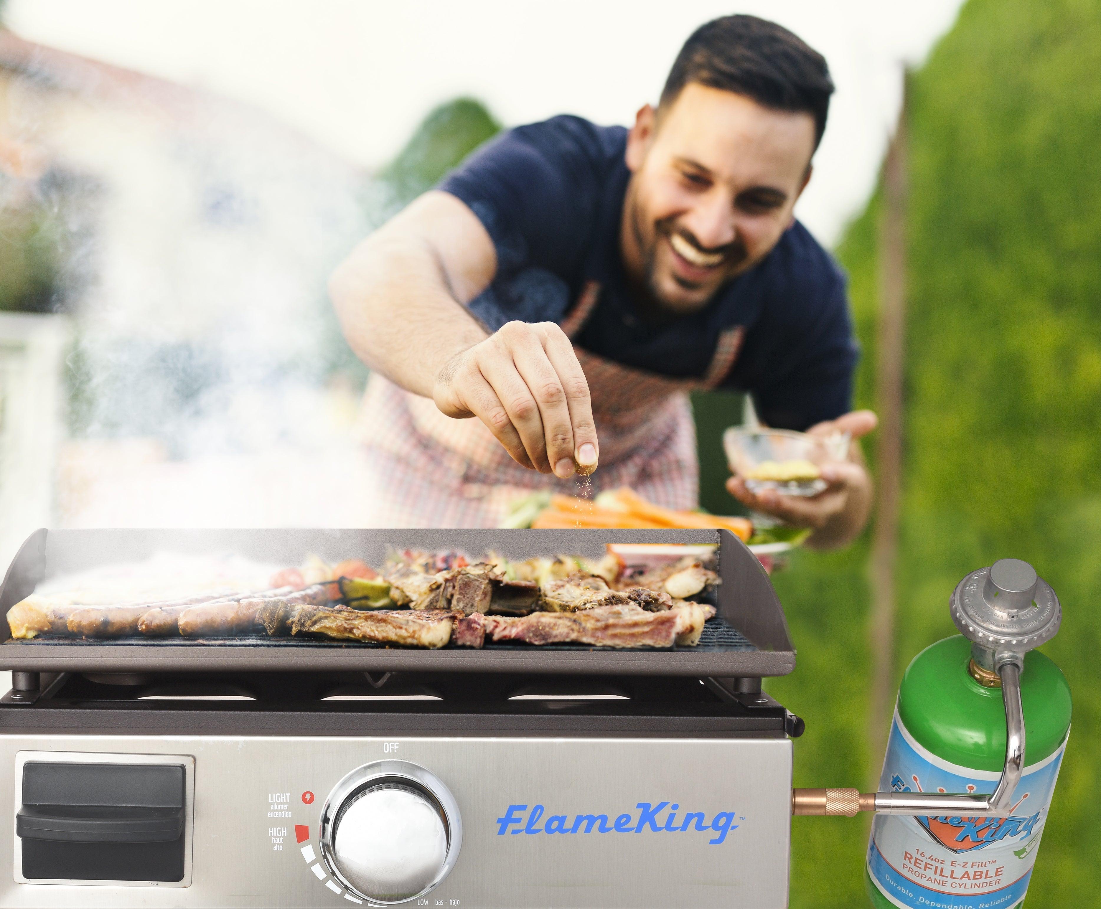Flame King Flat Top Portable Propane Cast Iron Grill Griddle - Energize Trek