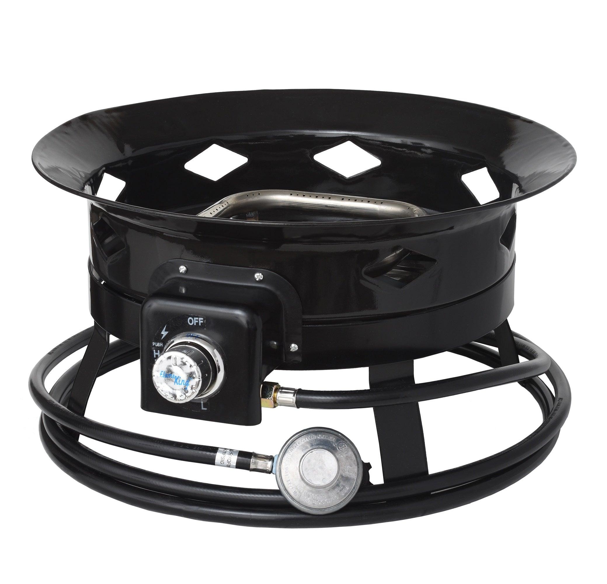 Flame King Outdoor Portable Propane Gas 19″ Fire Pit Bowl with Self Igniter Cover Carry Straps - Energize Trek