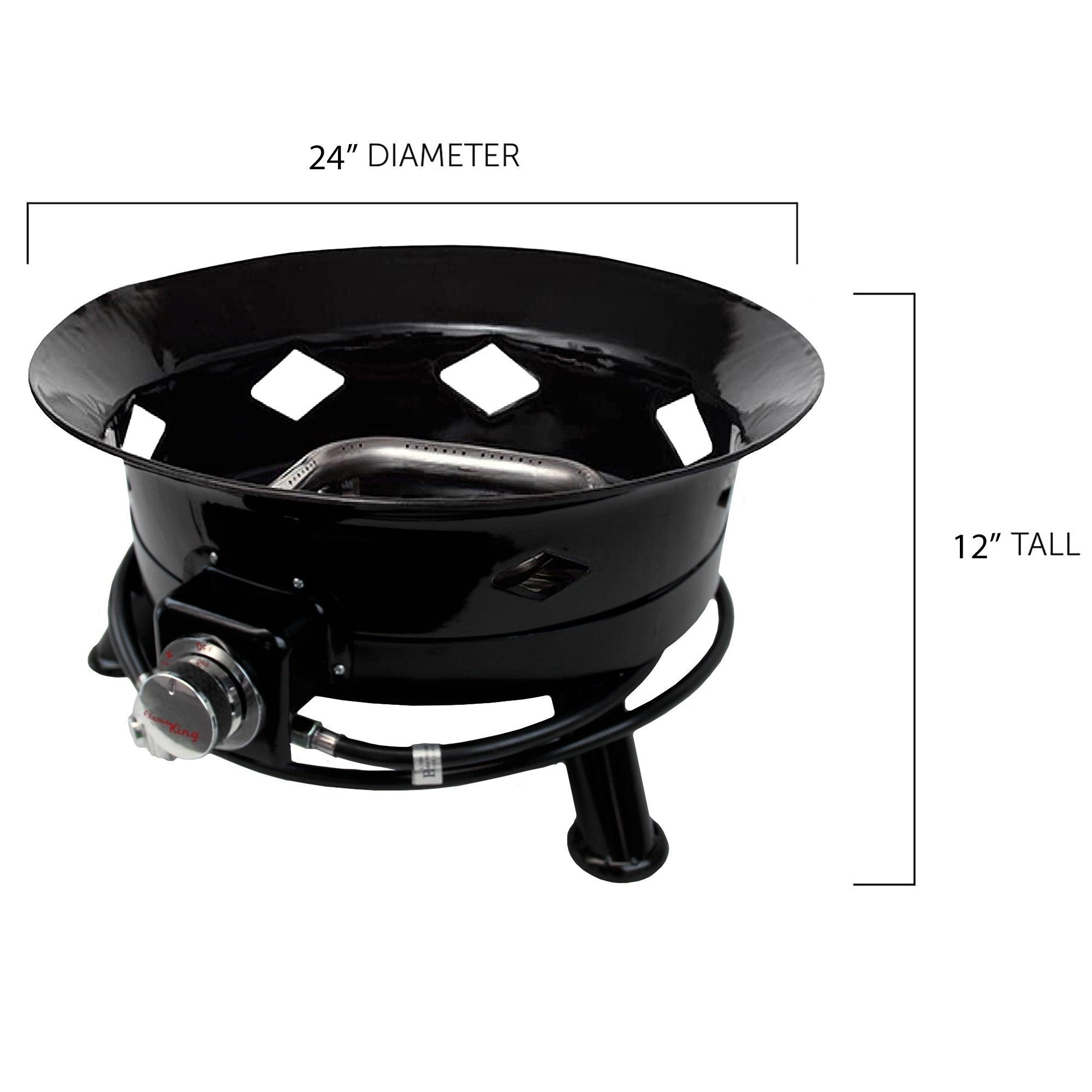 Flame King Outdoor Portable Propane Gas 24" Fire Pit Bowl with Self Igniter Cover Carry Straps - Energize Trek