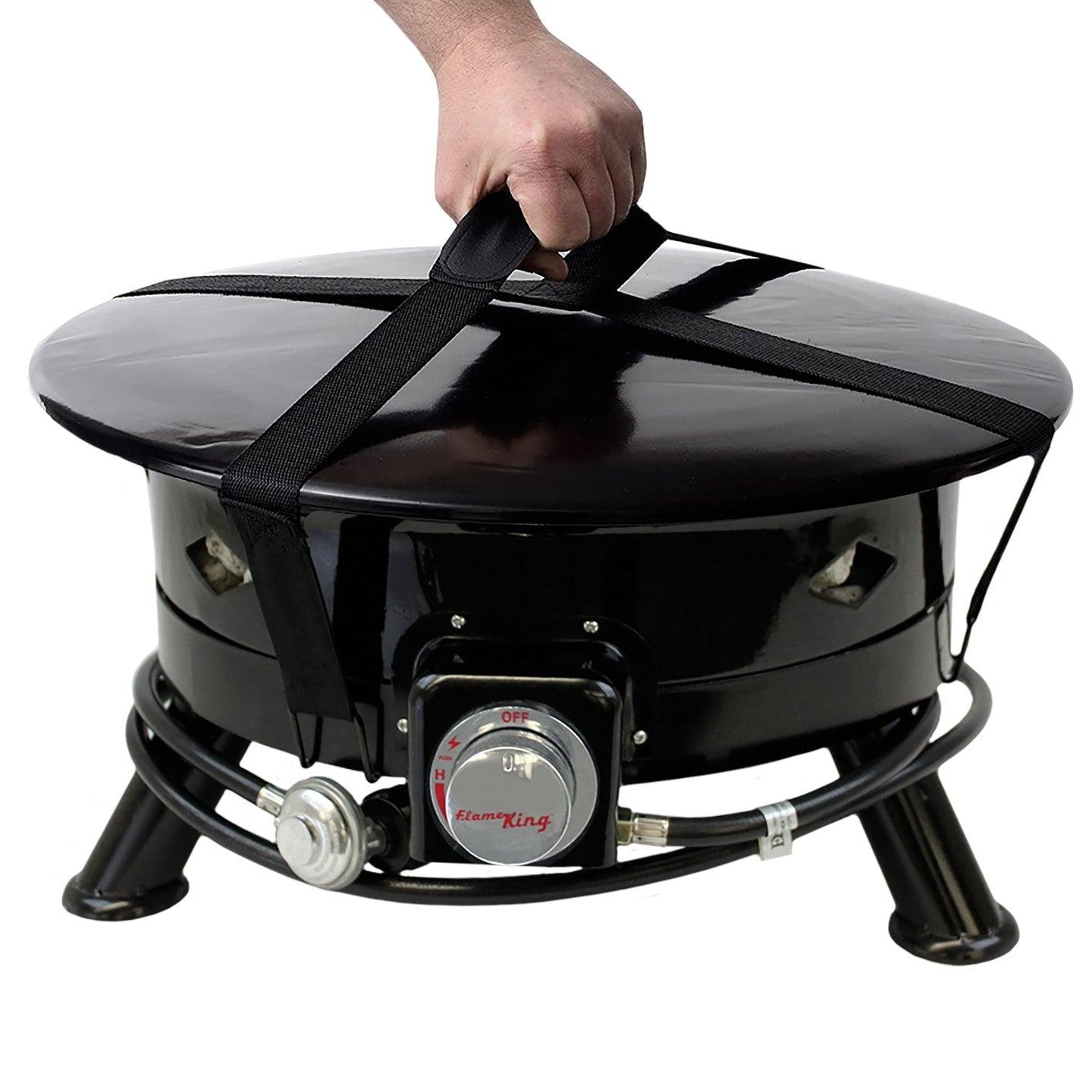 Flame King Outdoor Portable Propane Gas 24" Fire Pit Bowl with Self Igniter Cover Carry Straps - Energize Trek