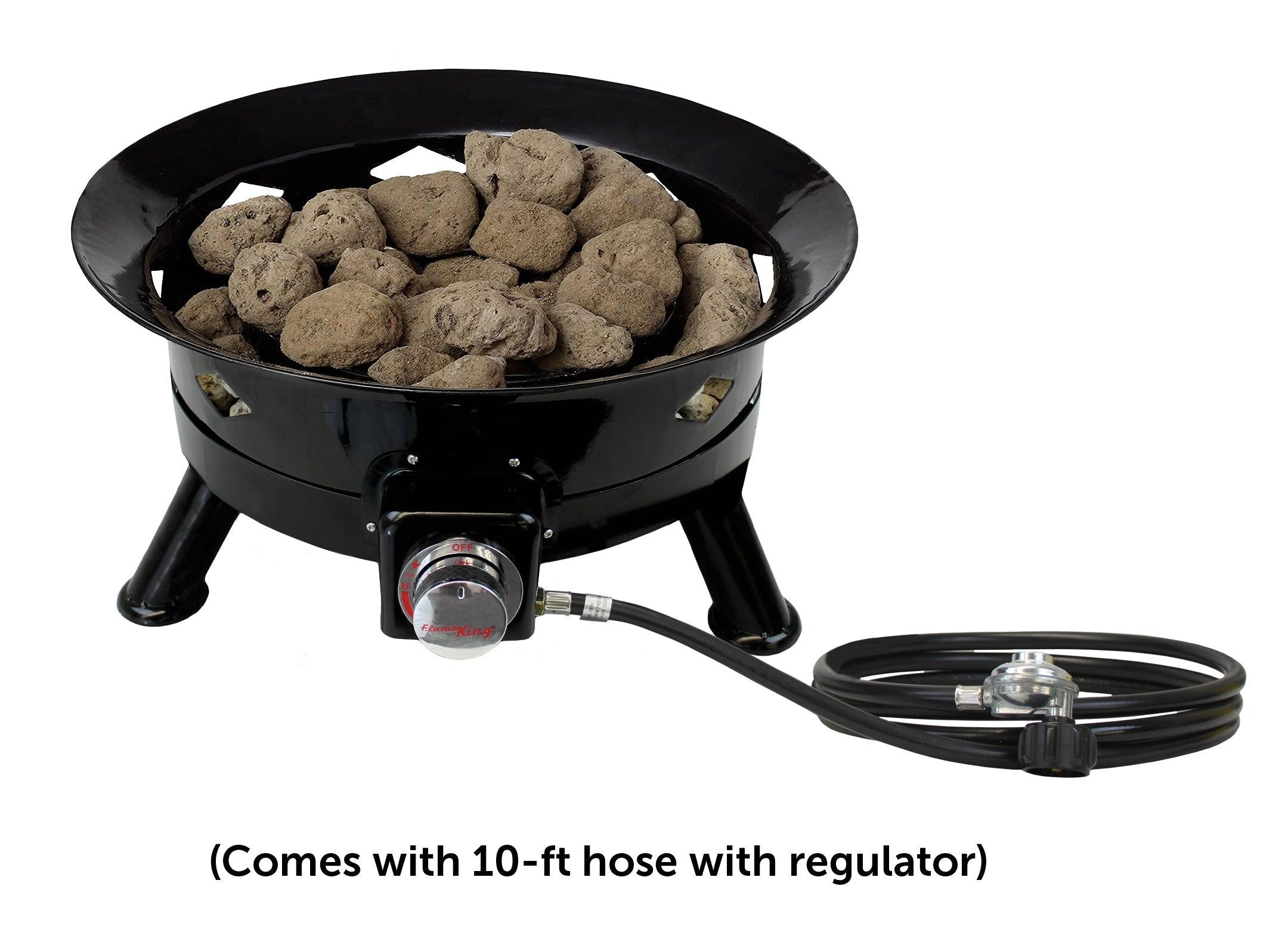 Flame King Outdoor Portable Propane Gas 24" Fire Pit Bowl with Self Igniter Cover Carry Straps - Energize Trek