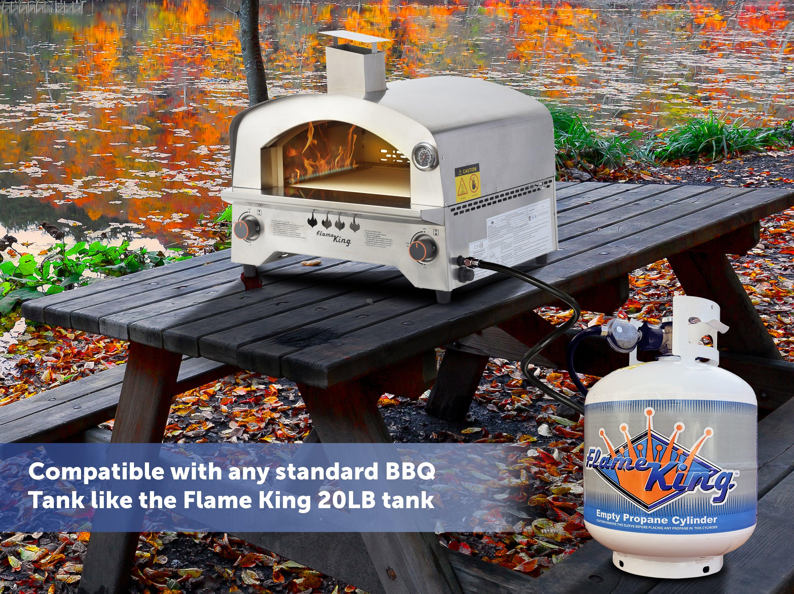 Flame King Outdoor Portable Stainless Steel Propane Pizza Oven Gas With Stone - Energize Trek