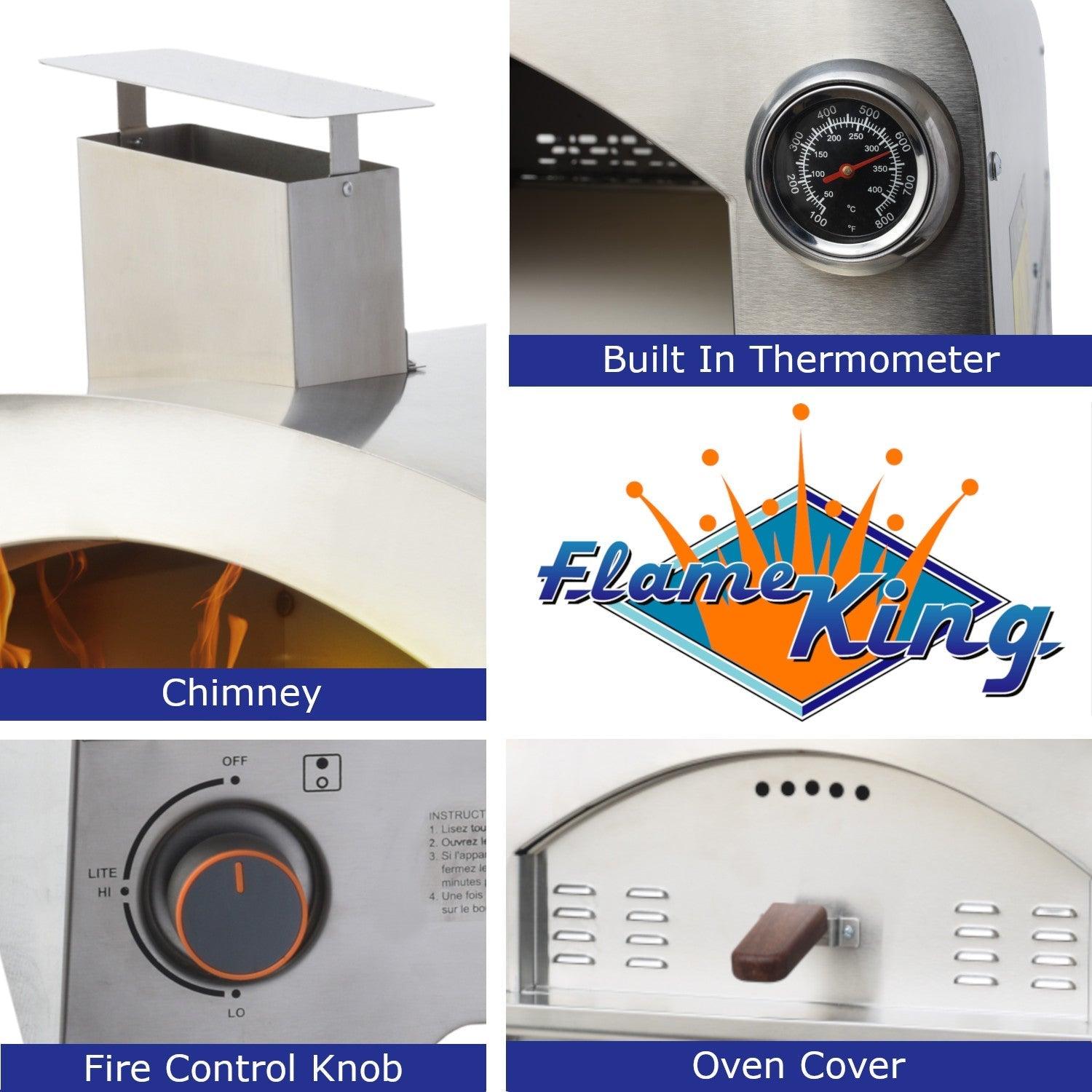 Flame King Outdoor Portable Stainless Steel Propane Pizza Oven Gas With Stone - Energize Trek