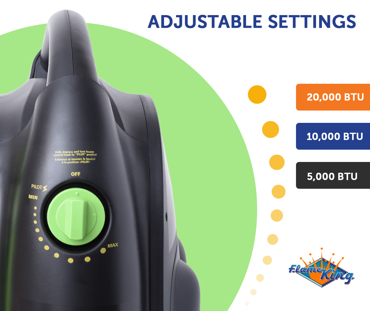 Flame King Portable Heater 20,000 BTU Propane Gas Tank Space Radiant Indoor & Outdoor - Energize Trek