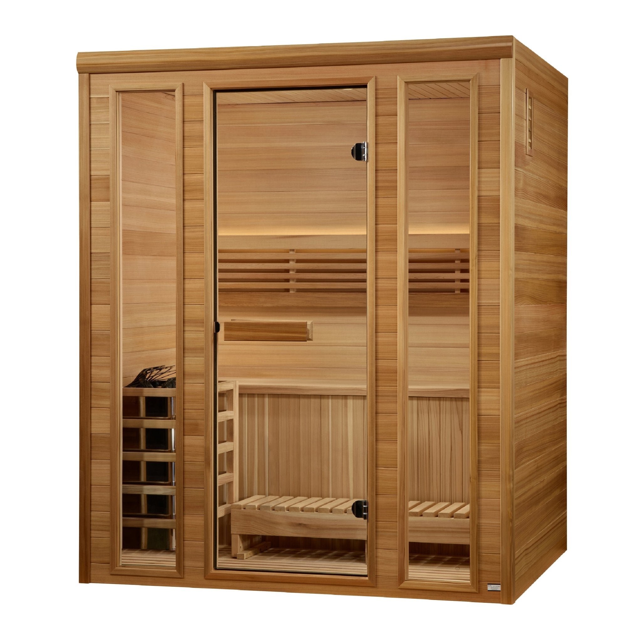 Golden Designs 2025 "Andermatt Edition" 2-3 Person Traditional Steam Sauna – Pacific Premium Clear Cedar - Energize Trek