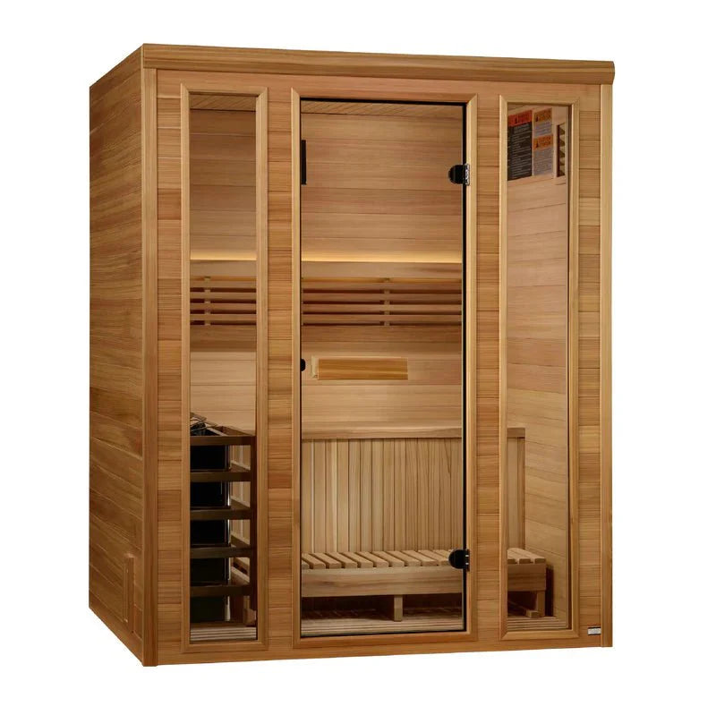 Golden Designs 2025 "Andermatt Edition" 2-3 Person Traditional Steam Sauna – Pacific Premium Clear Cedar - Energize Trek