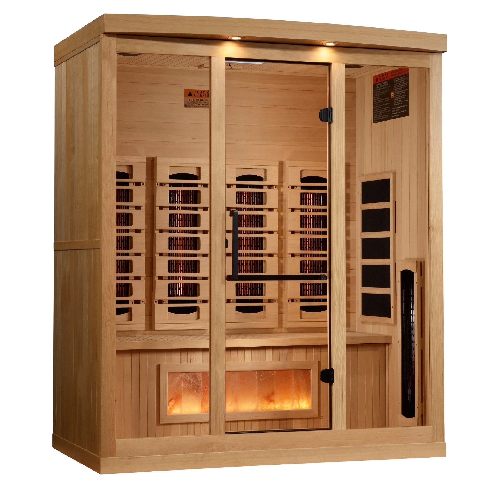 Golden Designs 4-Person Full Spectrum Near Zero EMF FAR Infrared Sauna with Himalayan Salt – Canadian Hemlock - Energize Trek