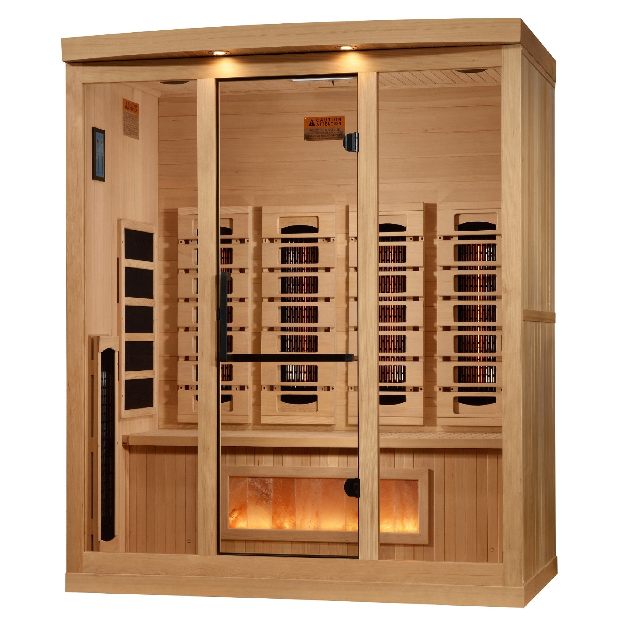 Golden Designs 4-Person Full Spectrum Near Zero EMF FAR Infrared Sauna with Himalayan Salt – Canadian Hemlock - Energize Trek