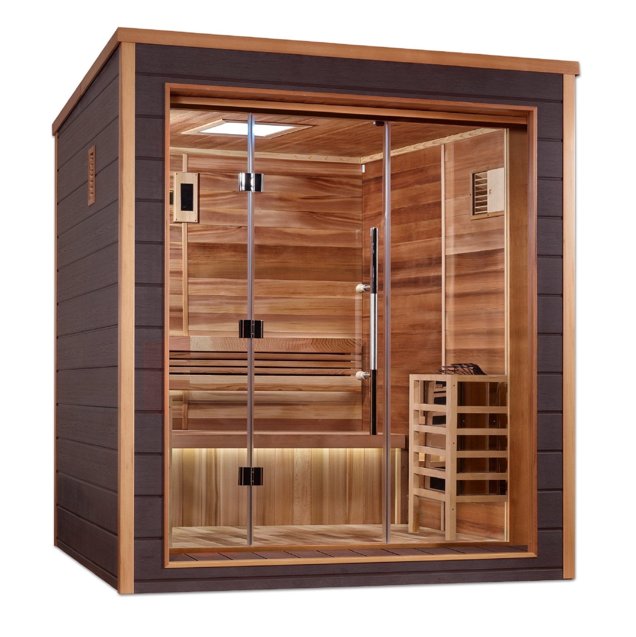 Golden Designs Drammen 3-Person Outdoor Traditional Sauna - Canadian Red Cedar Interior - Energize Trek
