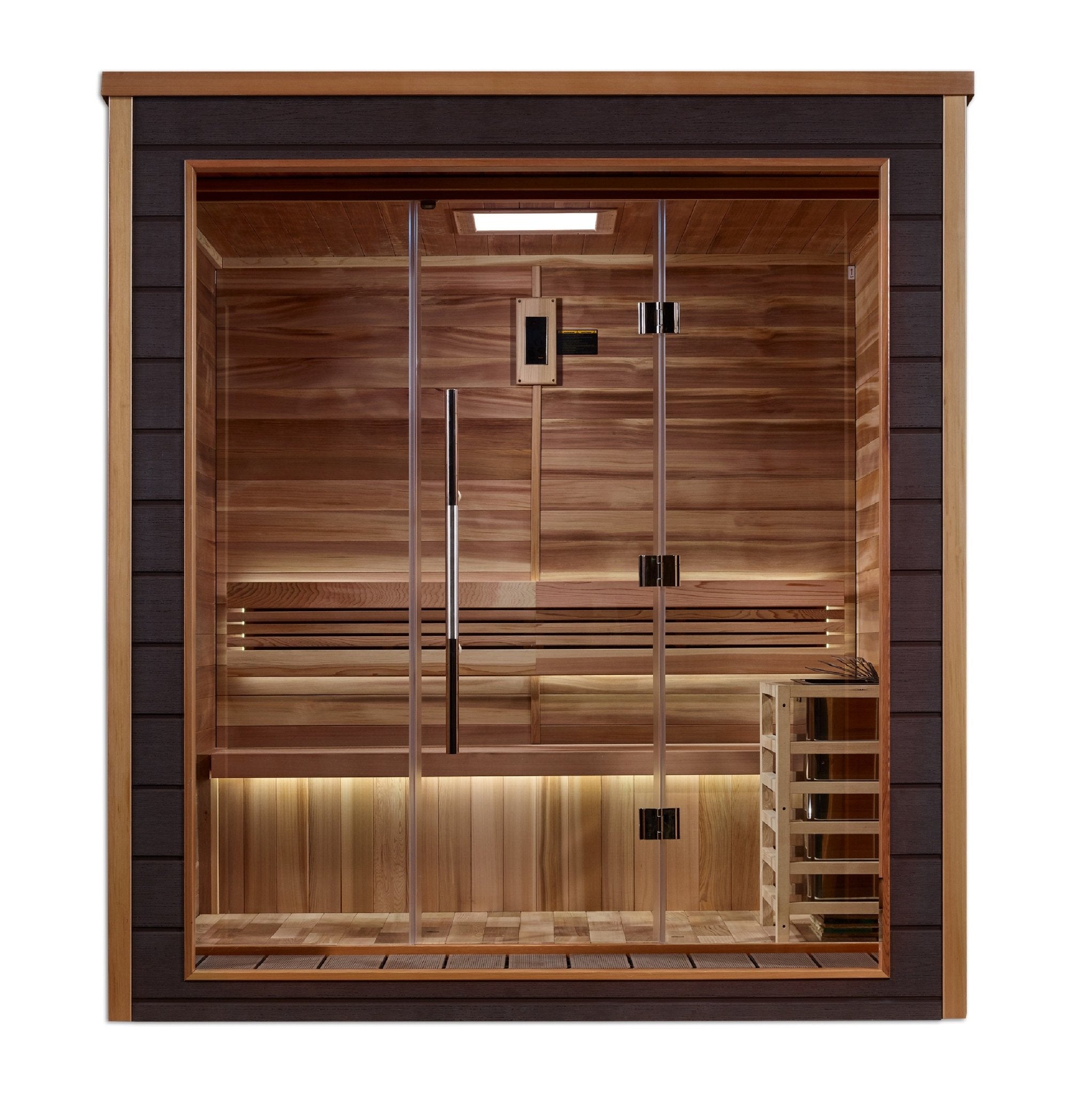 Golden Designs Drammen 3-Person Outdoor Traditional Sauna - Canadian Red Cedar Interior - Energize Trek