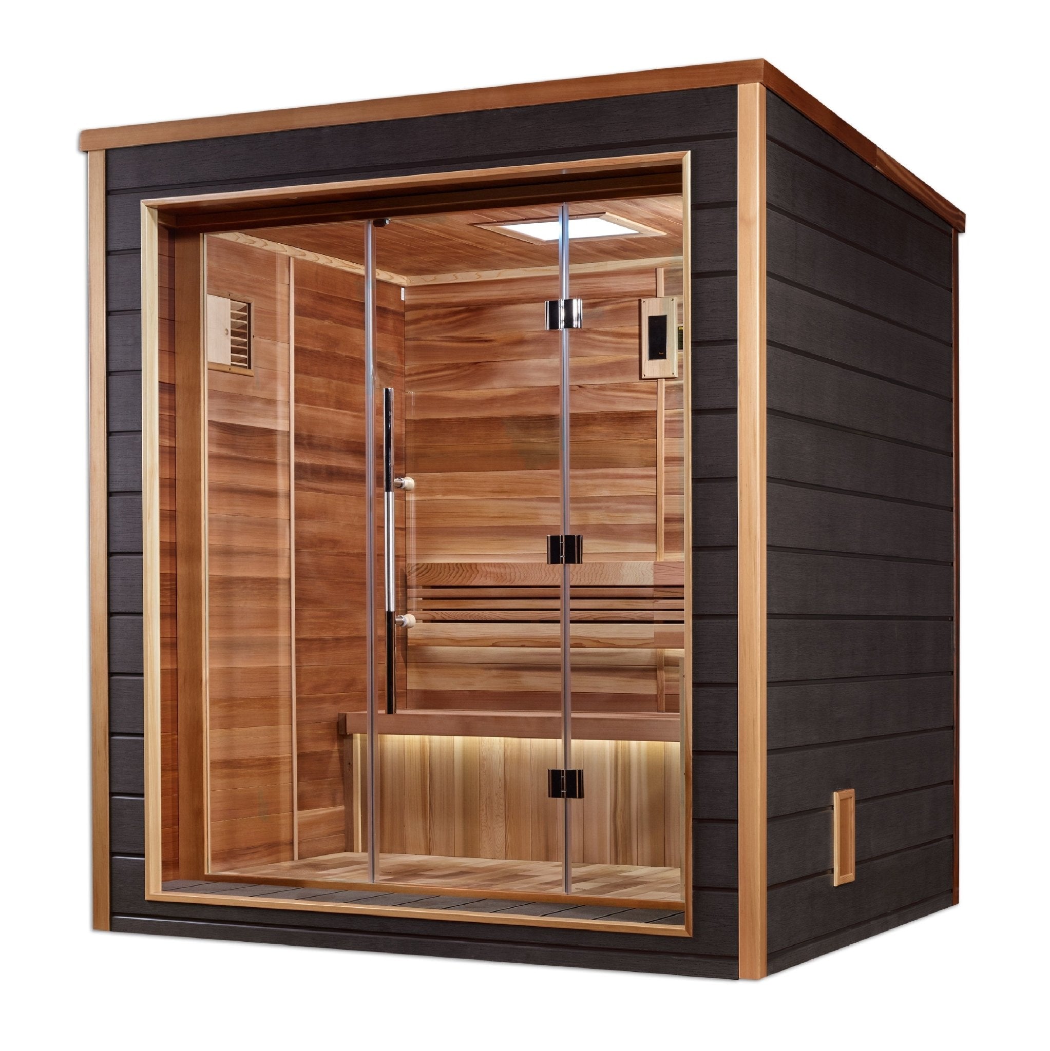 Golden Designs Drammen 3-Person Outdoor Traditional Sauna - Canadian Red Cedar Interior - Energize Trek