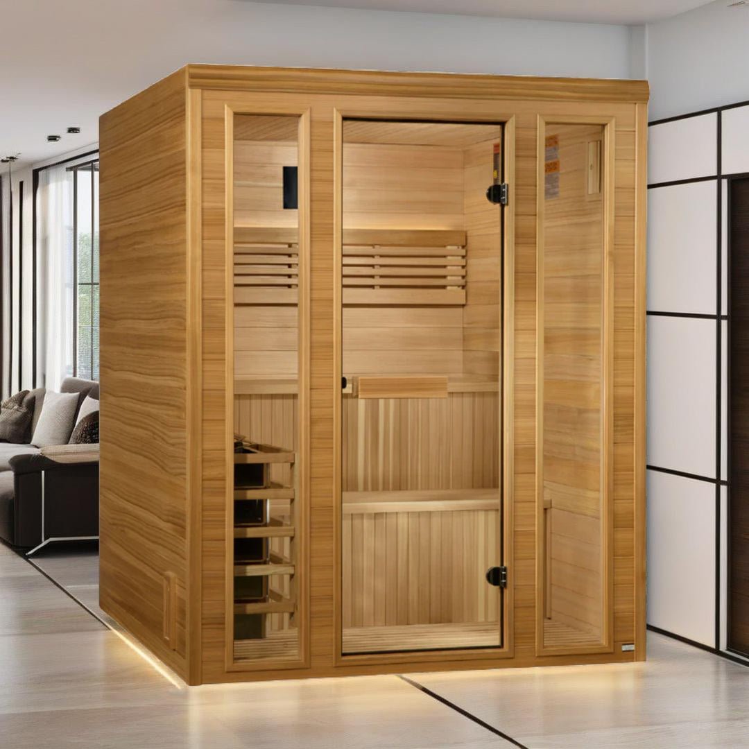 Golden Designs Engelberg Edition 6-Person Traditional Steam Sauna - Premium Clear Cedar - Energize Trek