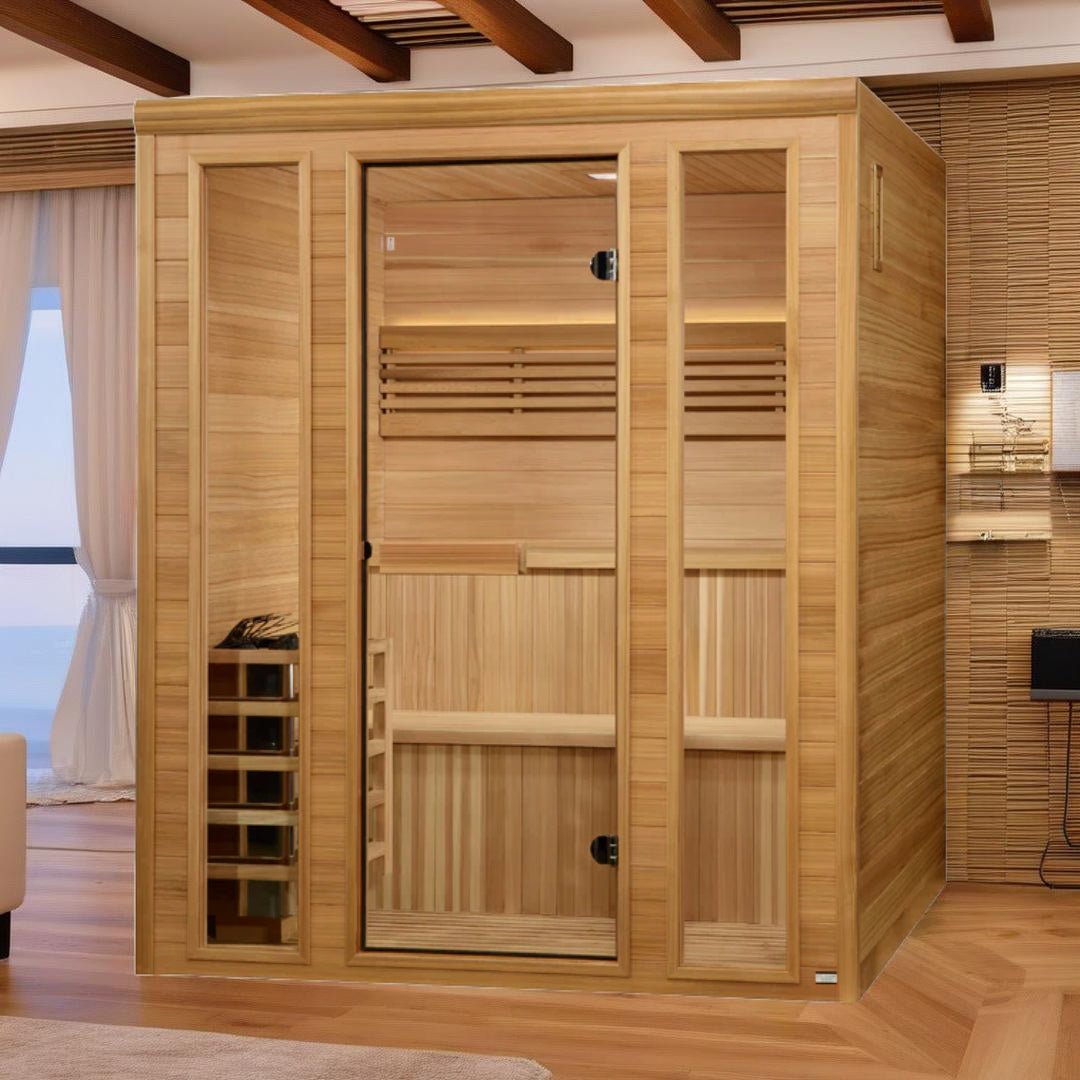 Golden Designs Engelberg Edition 6-Person Traditional Steam Sauna - Premium Clear Cedar - Energize Trek
