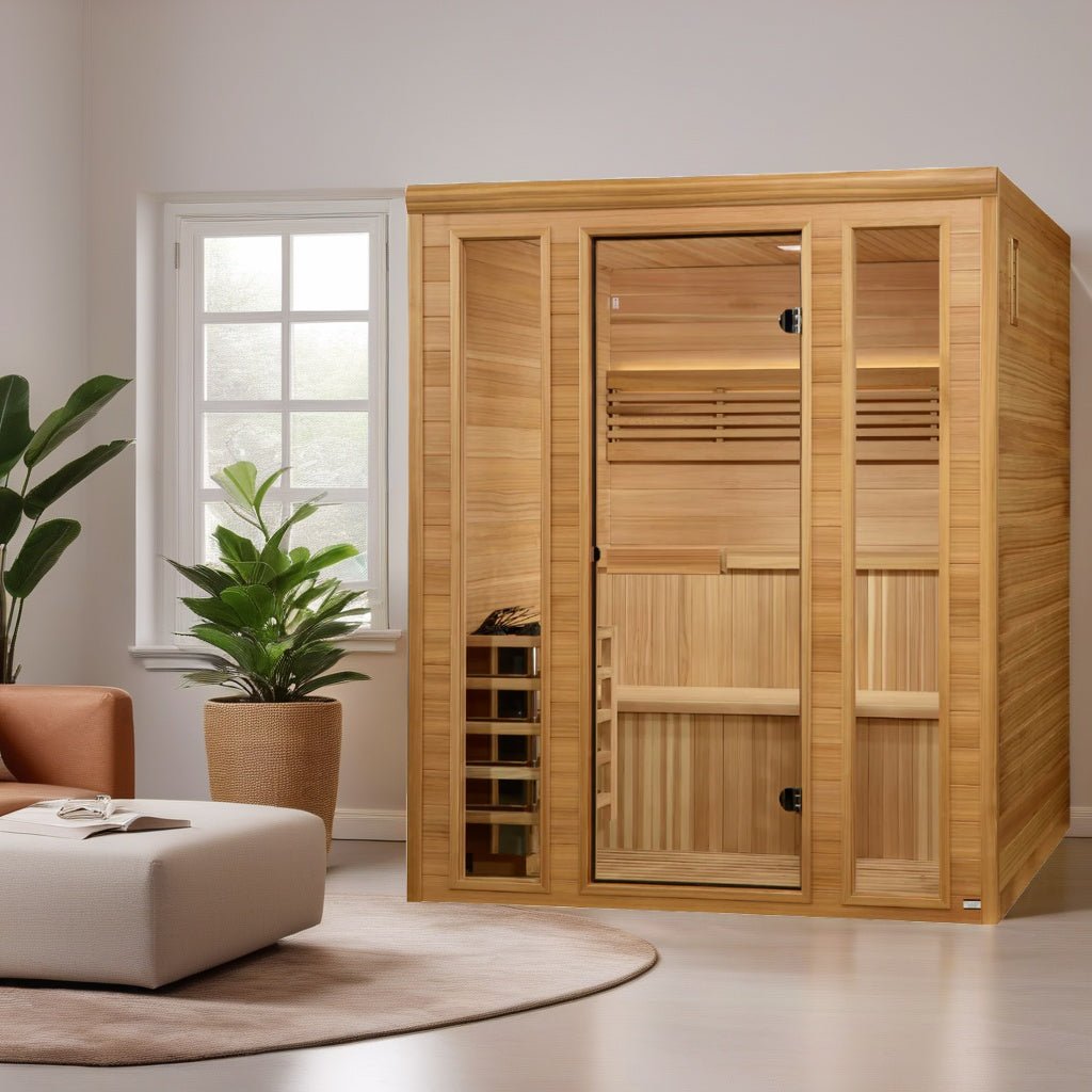 Golden Designs Engelberg Edition 6-Person Traditional Steam Sauna - Premium Clear Cedar - Energize Trek