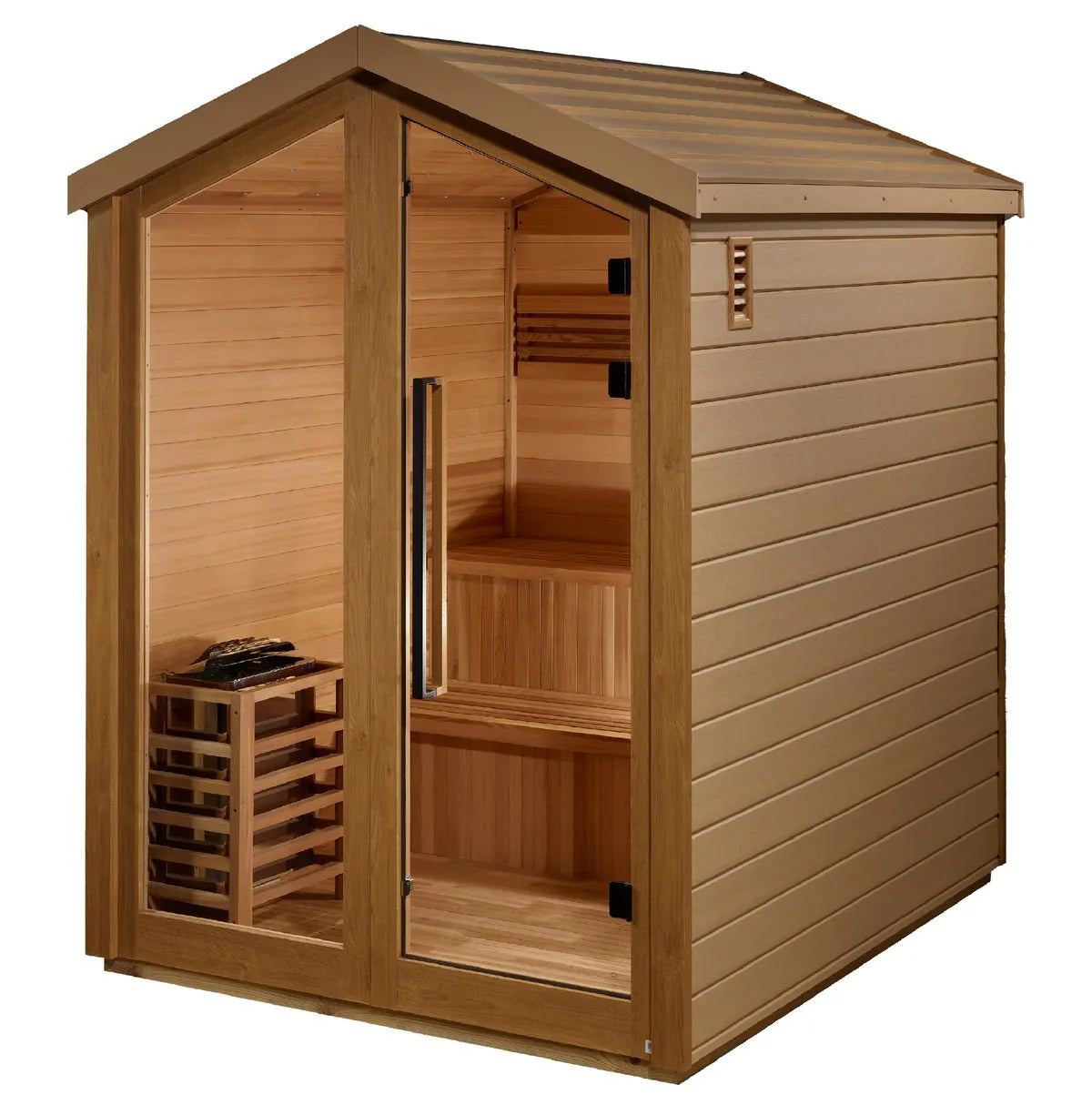 Golden Designs Kaarina 6-Person Outdoor Traditional Sauna - Canadian Red Cedar Interior - Energize Trek