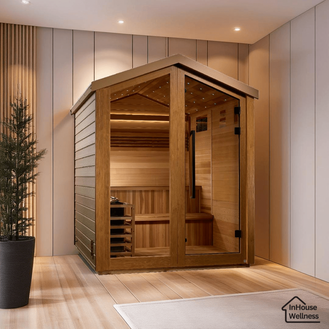 Golden Designs Kaarina 6-Person Outdoor Traditional Sauna - Canadian Red Cedar Interior - Energize Trek