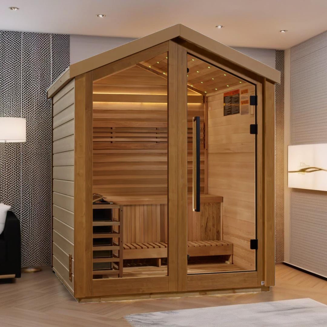 Golden Designs Savonlinna 3-Person Outdoor Traditional Sauna - Canadian Red Cedar Interior - Energize Trek