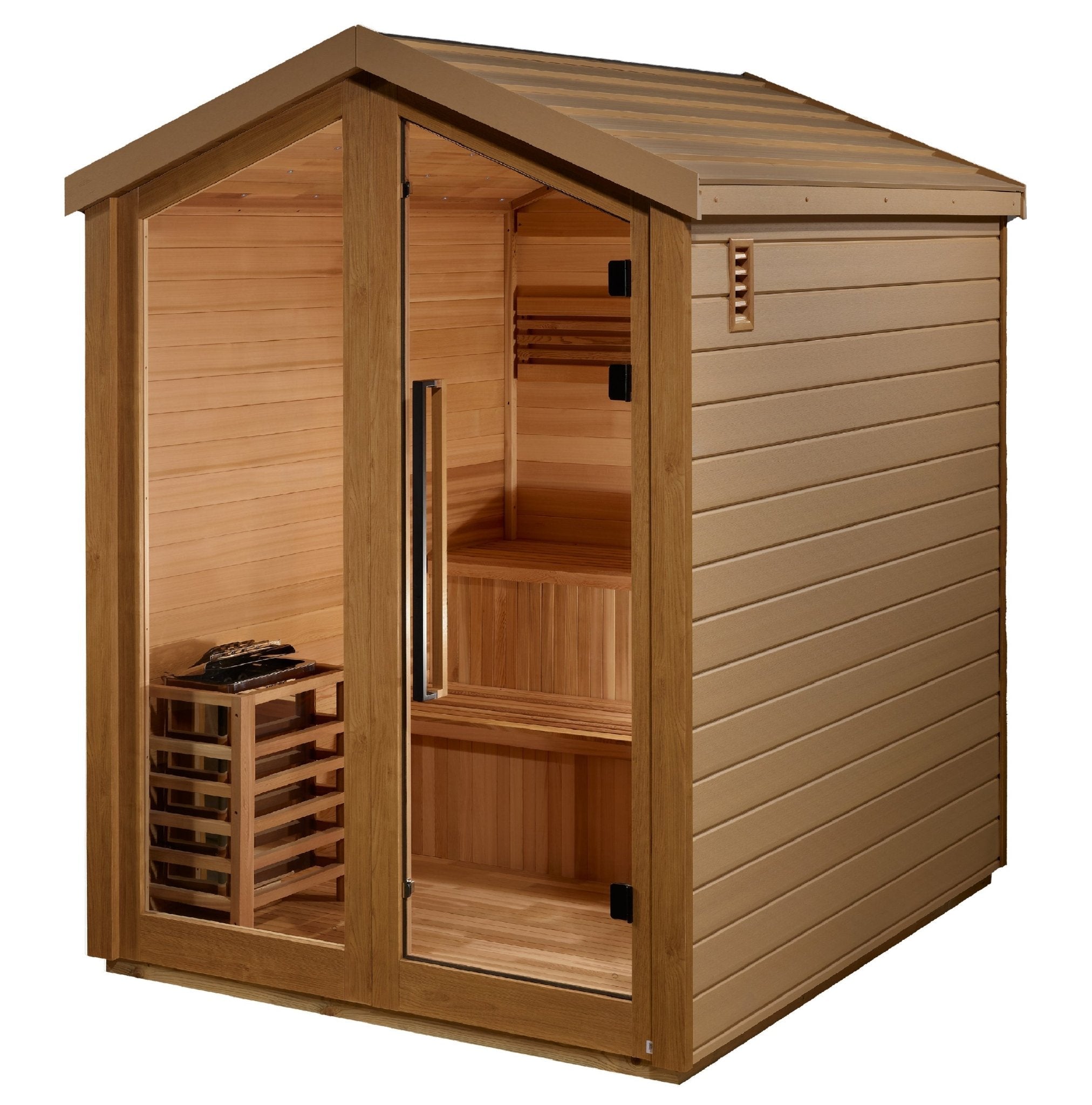 Golden Designs Savonlinna 3-Person Outdoor Traditional Sauna - Canadian Red Cedar Interior - Energize Trek