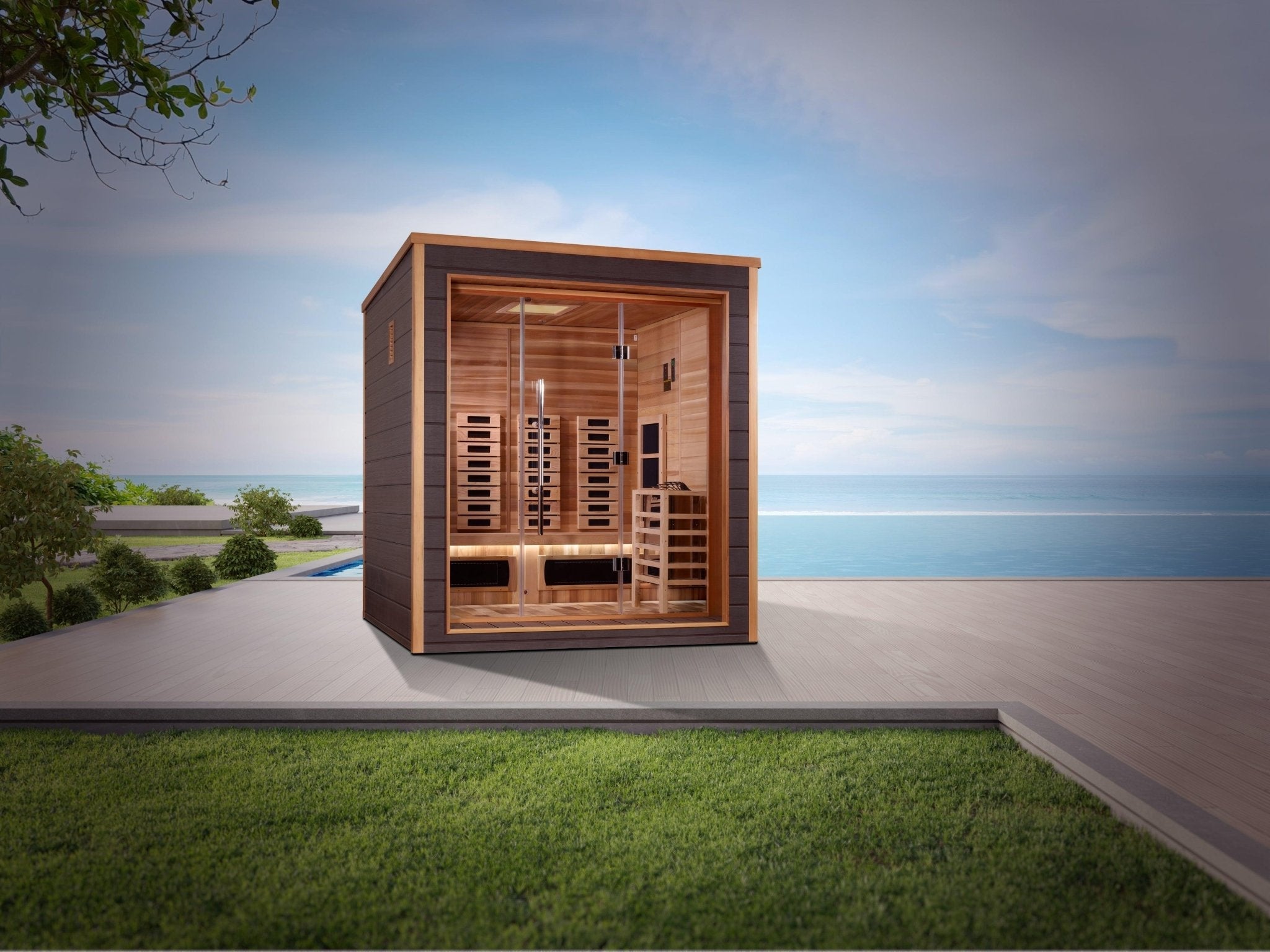 Golden Designs Visby 3 Person Outdoor-Indoor PureTech™ Hybrid Full Spectrum Sauna - Energize Trek