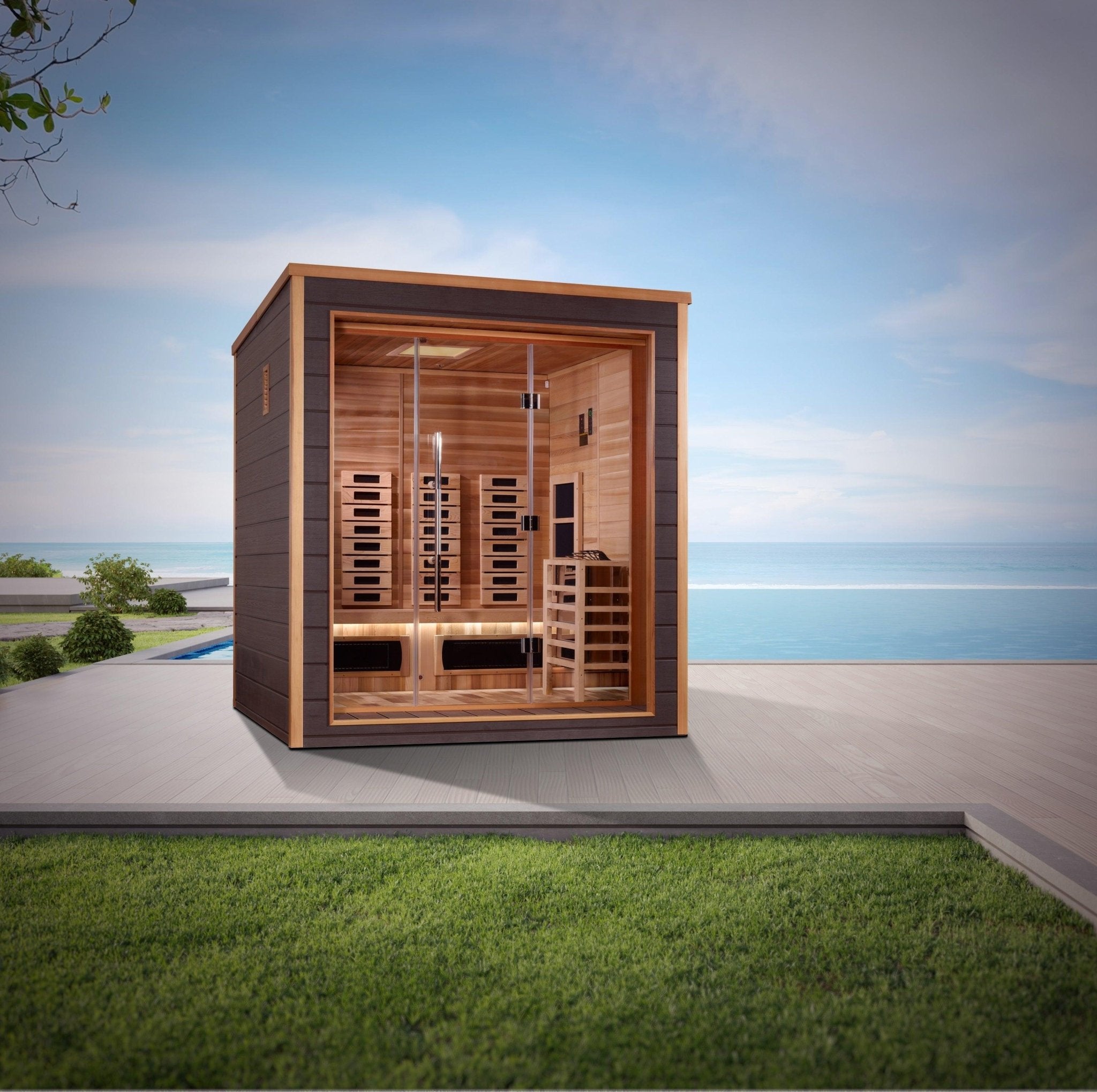 Golden Designs Visby 3 Person Outdoor-Indoor PureTech™ Hybrid Full Spectrum Sauna - Energize Trek