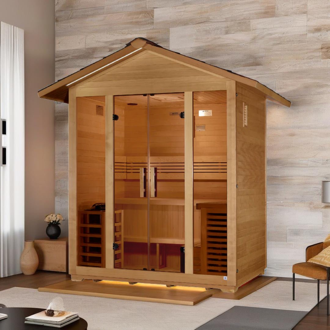 Golden Designs "Vorarlberg" 5-Person Traditional Outdoor Sauna - Canadian Hemlock - Energize Trek