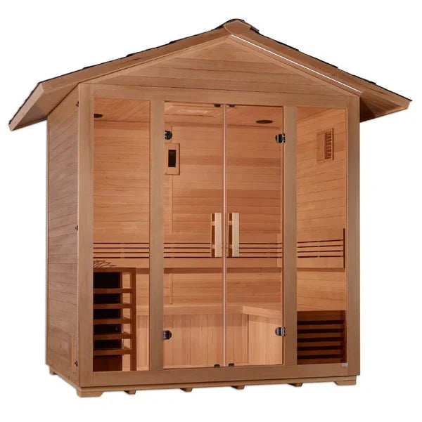 Golden Designs "Vorarlberg" 5-Person Traditional Outdoor Sauna - Canadian Hemlock - Energize Trek