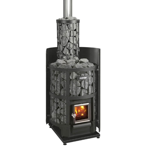 Harvia Legend 150 SS WH Sauna Stove Package – 16kW Wood-Burning Sauna Heater with Water Tank & Chimney Kit - Energize Trek