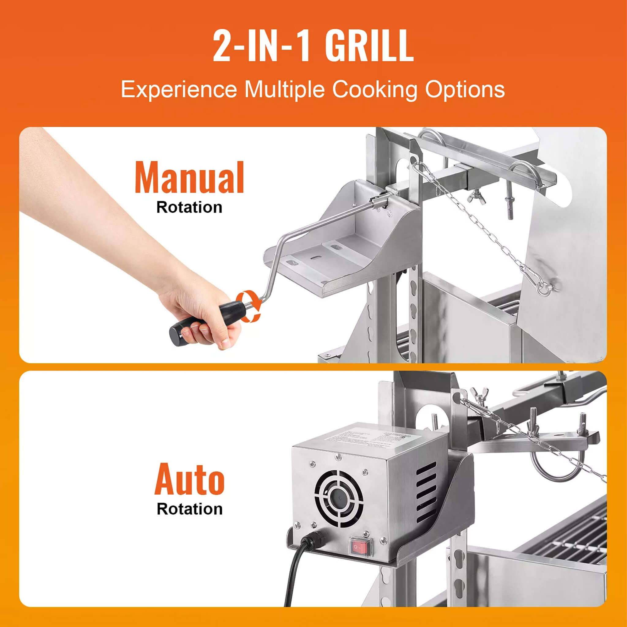 Heavy-Duty 52W Spit Roaster Rotisserie BBQ Grill For Pig, Lamb And Chicken (SAK59286) - Energize Trek