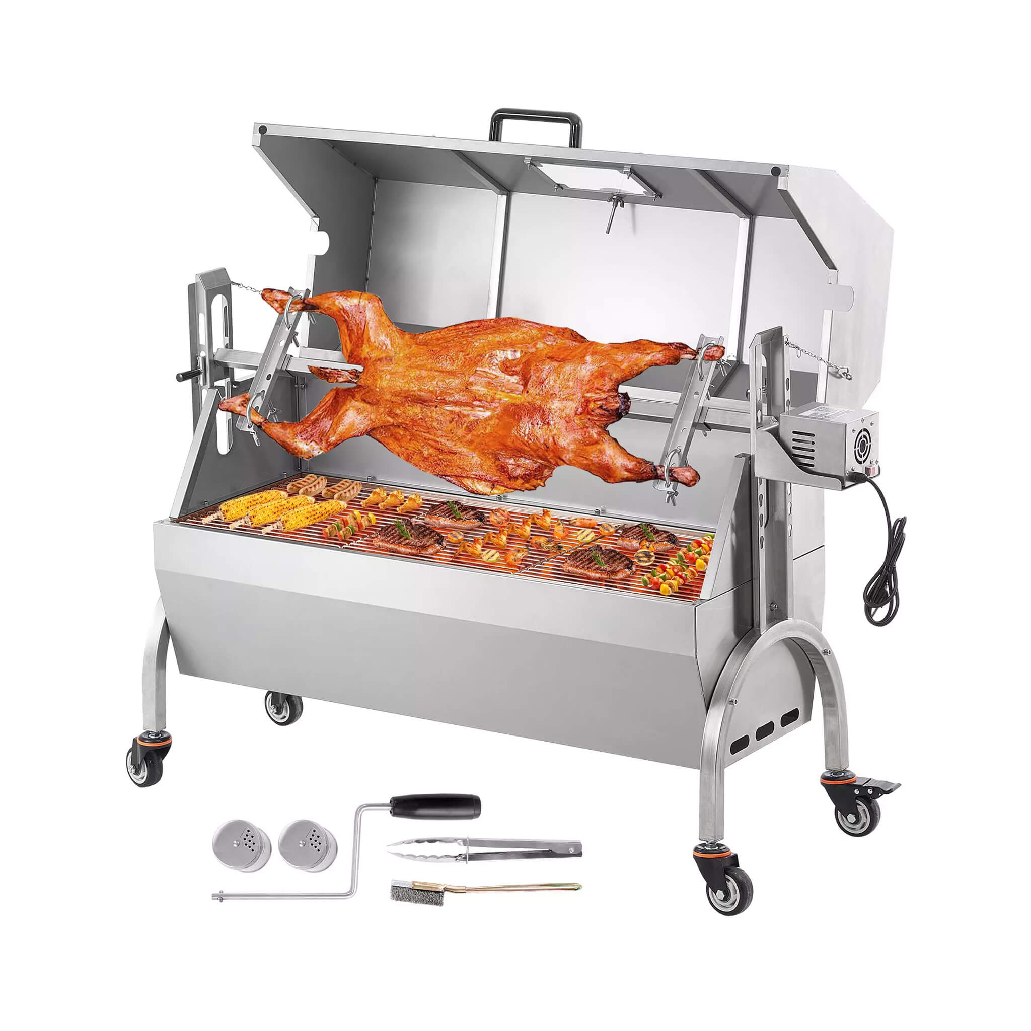 Heavy-Duty 52W Spit Roaster Rotisserie BBQ Grill For Pig, Lamb And Chicken (SAK59286) - Energize Trek