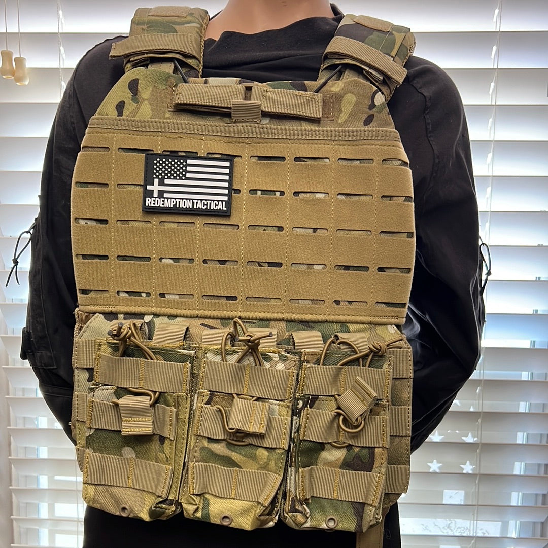 "BLACK RAMBO" LEVEL IV ARMORED VEST COMBO (LIGHTWEIGHT LEVEL IV (2) 10x12 Front/Back Ceramic PE Plates)) - Energize Trek