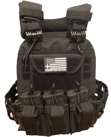 "BLACK RAMBO" LEVEL IV ARMORED VEST COMBO (LIGHTWEIGHT LEVEL IV (2) 10x12 Front/Back Ceramic PE Plates)) - Energize Trek