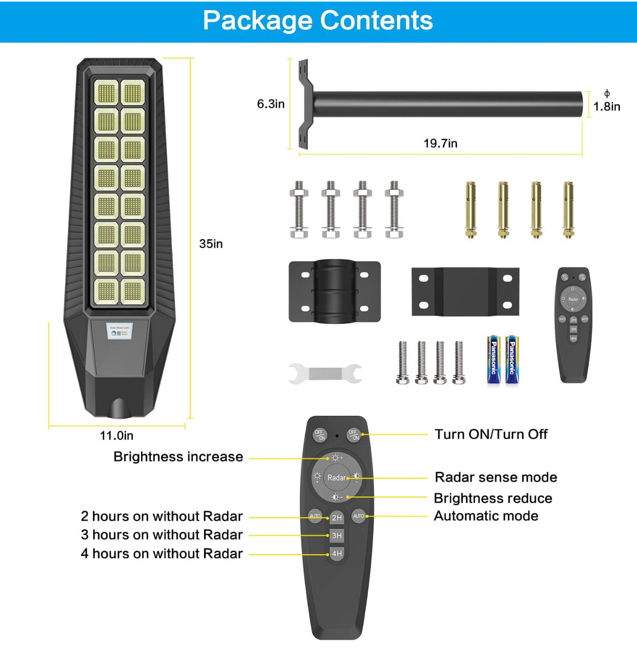 2 Pack 4600W Solar Street Lights Outdoor 190000 Lumens Dusk to Dawn With Remote and Motion Sensor - Energize Trek