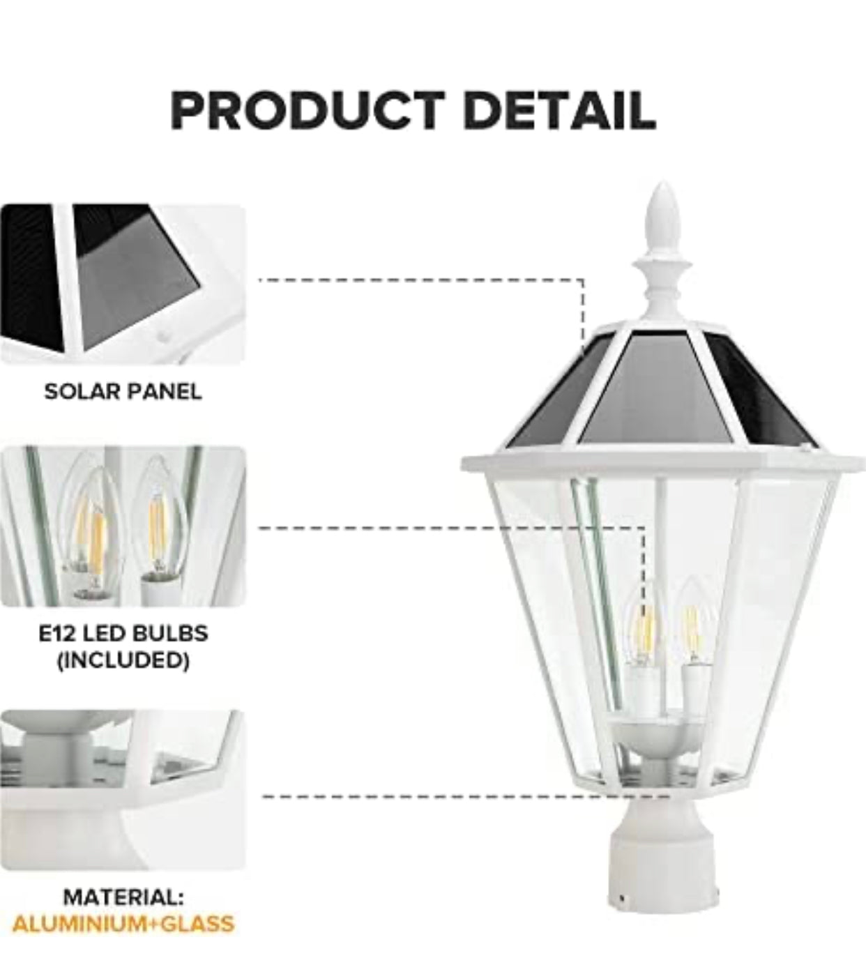 SmartYard LED Post Solar Light 22’ Outdoor,Dusk to Dawn Vintage Street Lights, 300LM, 2700K,Cast Aluminum - Energize Trek