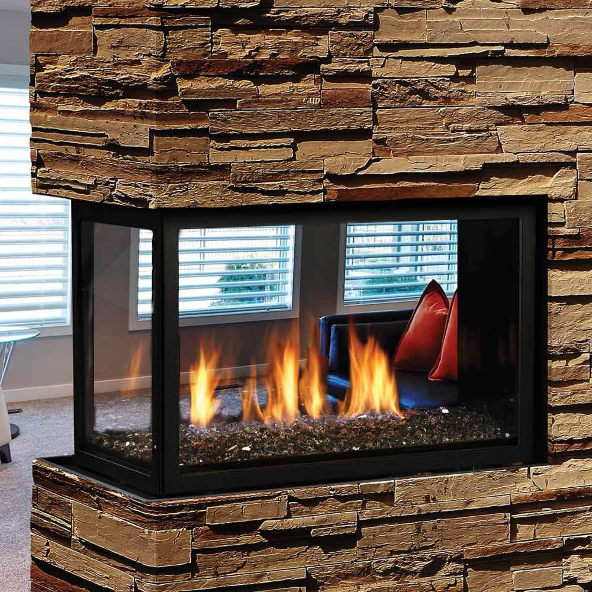 Kingsman Atrium 42" Clean View Peninsula Direct Vent Gas Fireplace (SAK30489) - Energize Trek