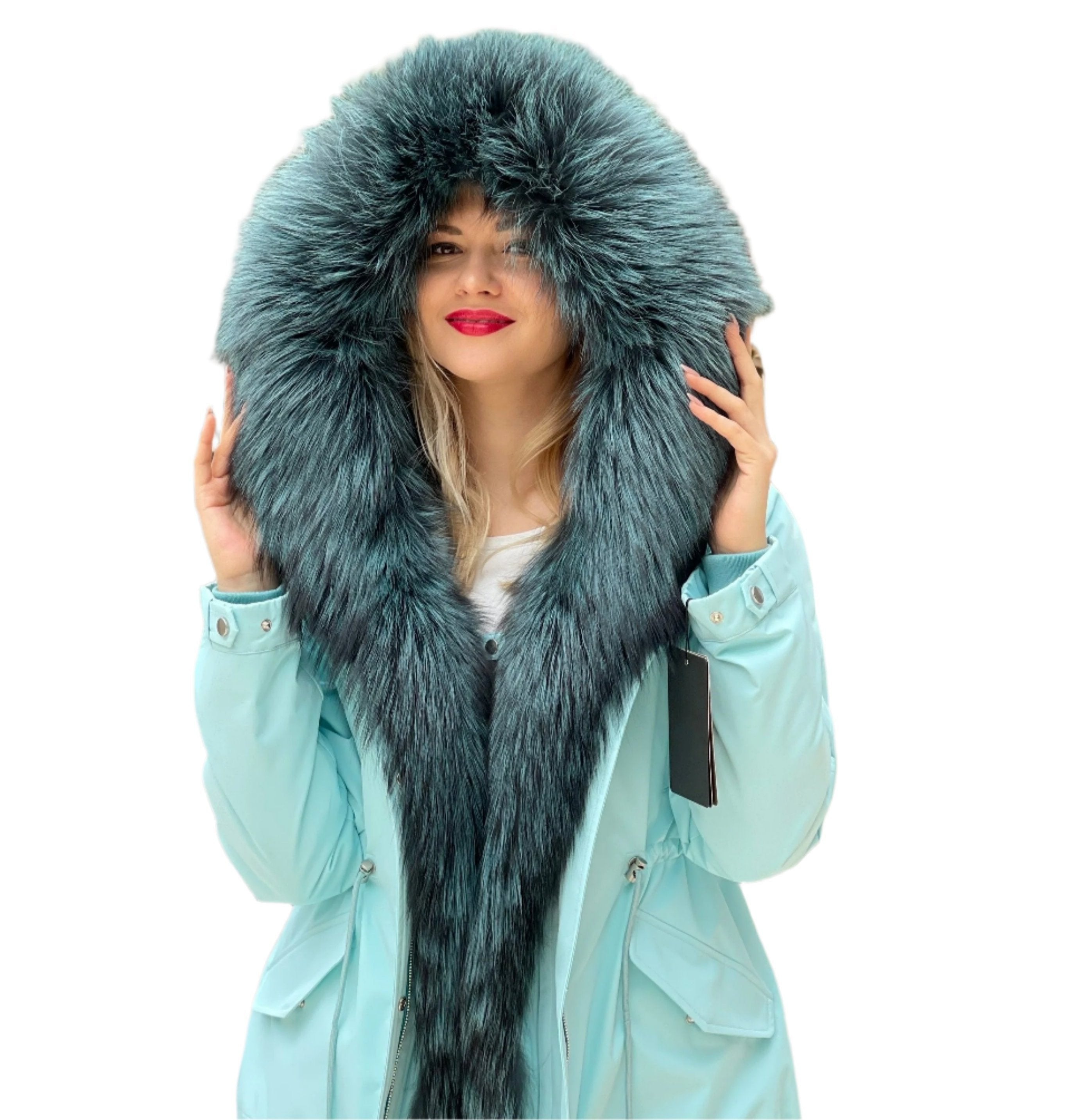 Genuine Silver Fox Fur Parka with Rabbit Fur Insulation - Energize Trek