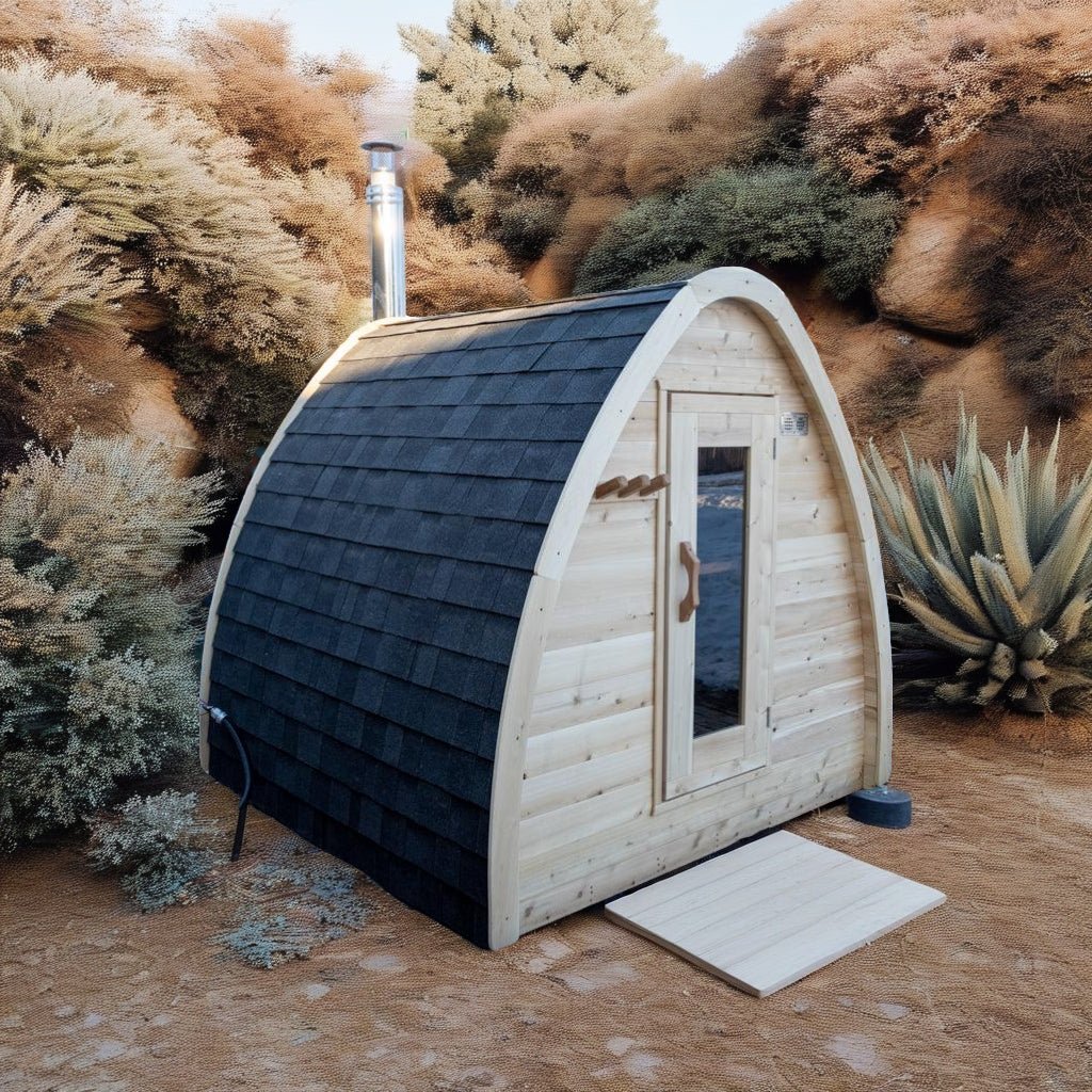 LeisureCraft CT MiniPOD Outdoor Sauna – 3-4 Person Cabin Sauna with Premium Cedar - Energize Trek