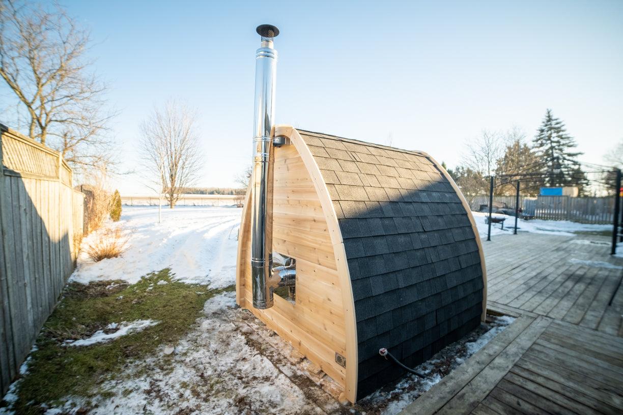 LeisureCraft CT MiniPOD Outdoor Sauna – 3-4 Person Cabin Sauna with Premium Cedar - Energize Trek