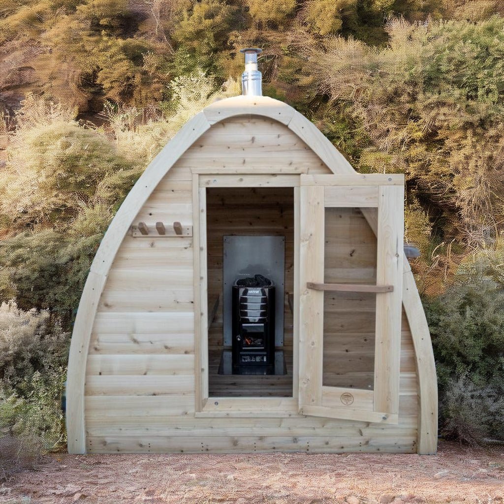 LeisureCraft CT MiniPOD Outdoor Sauna – 3-4 Person Cabin Sauna with Premium Cedar - Energize Trek