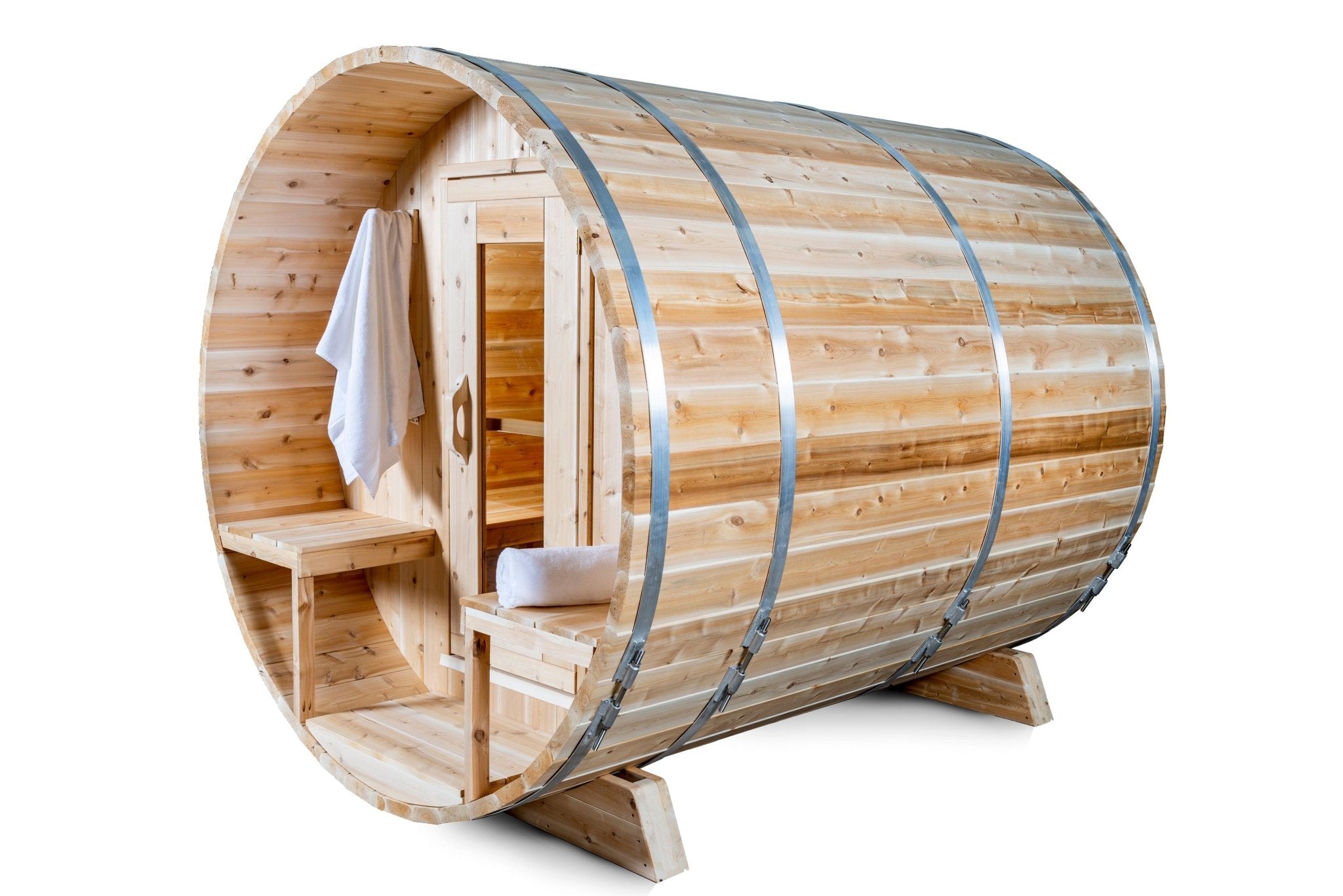 LeisureCraft Serenity Barrel Sauna – Fits 3-4 People - Energize Trek