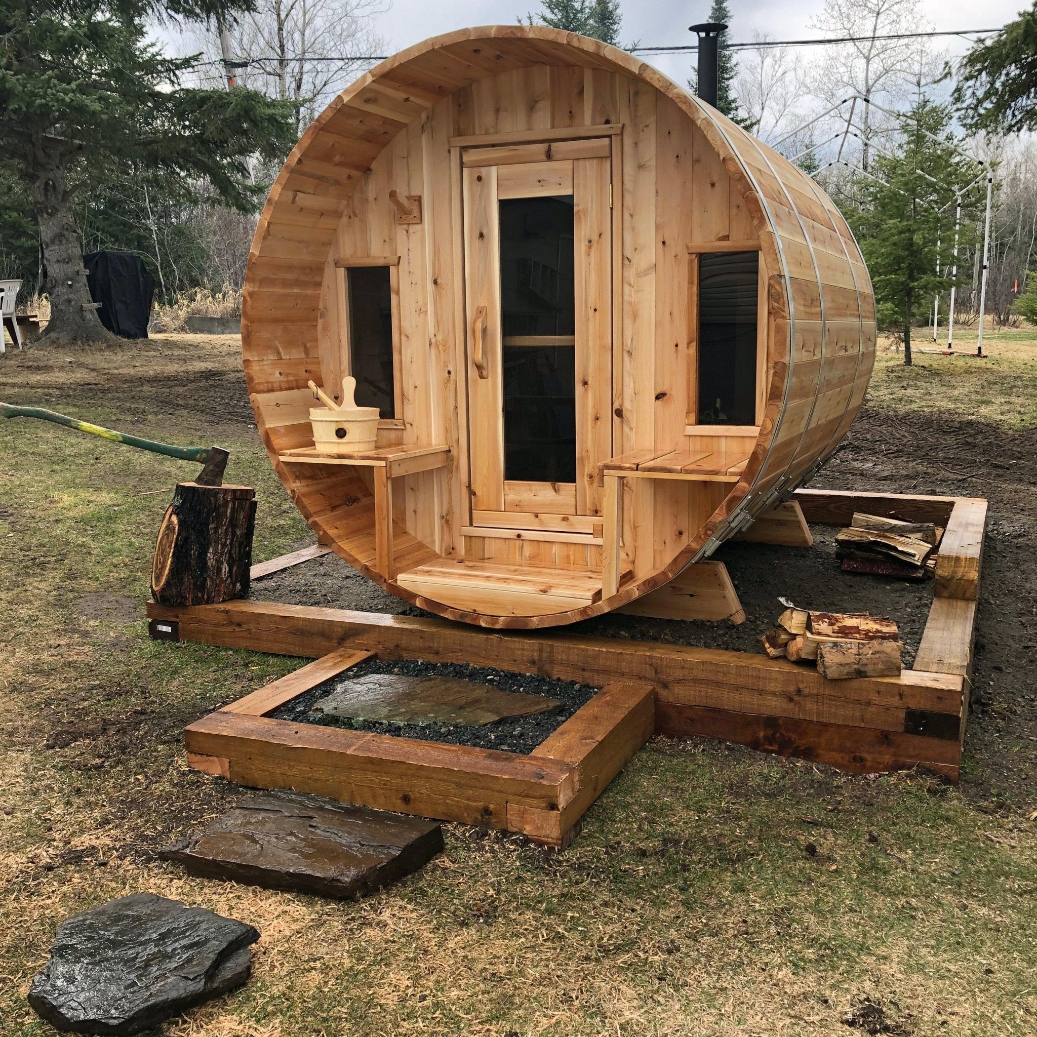 LeisureCraft Tranquility Barrel Sauna for up to 8 People | Premium Canadian Cedar - Energize Trek