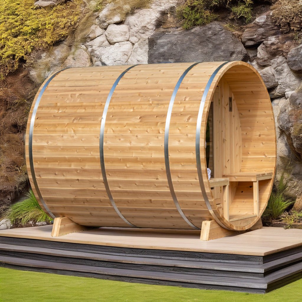 LeisureCraft Tranquility Barrel Sauna for up to 8 People | Premium Canadian Cedar - Energize Trek