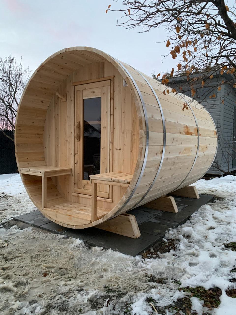 LeisureCraft Tranquility Barrel Sauna for up to 8 People | Premium Canadian Cedar - Energize Trek
