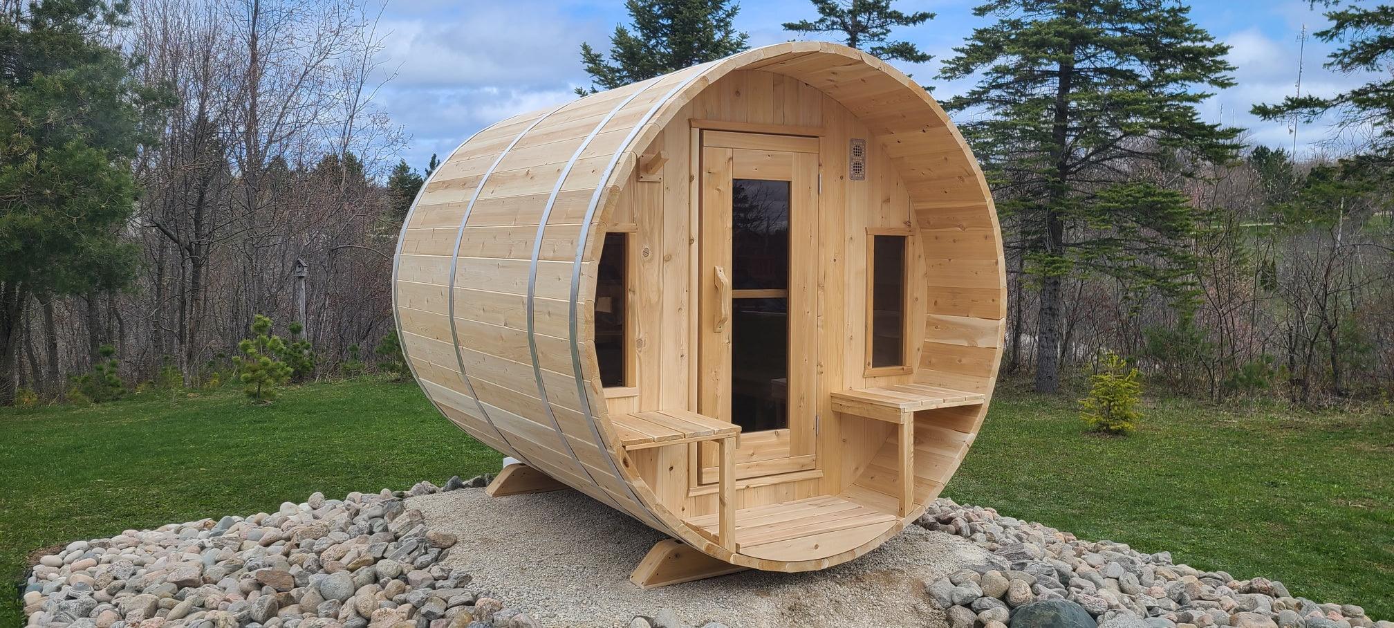 LeisureCraft Tranquility Barrel Sauna for up to 8 People | Premium Canadian Cedar - Energize Trek
