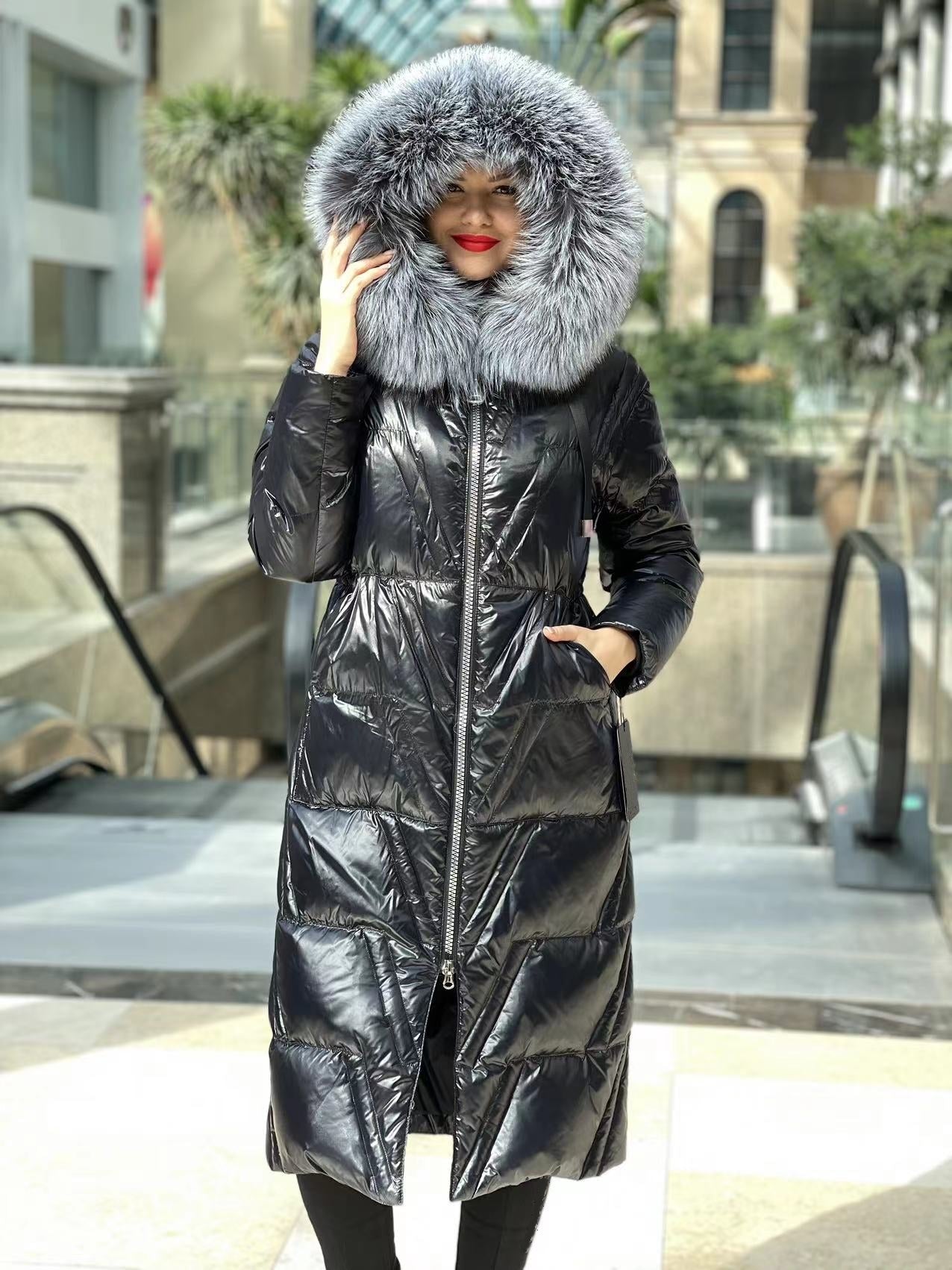 Genuine Silver Fox Fur Down Fill Coat - Energize Trek