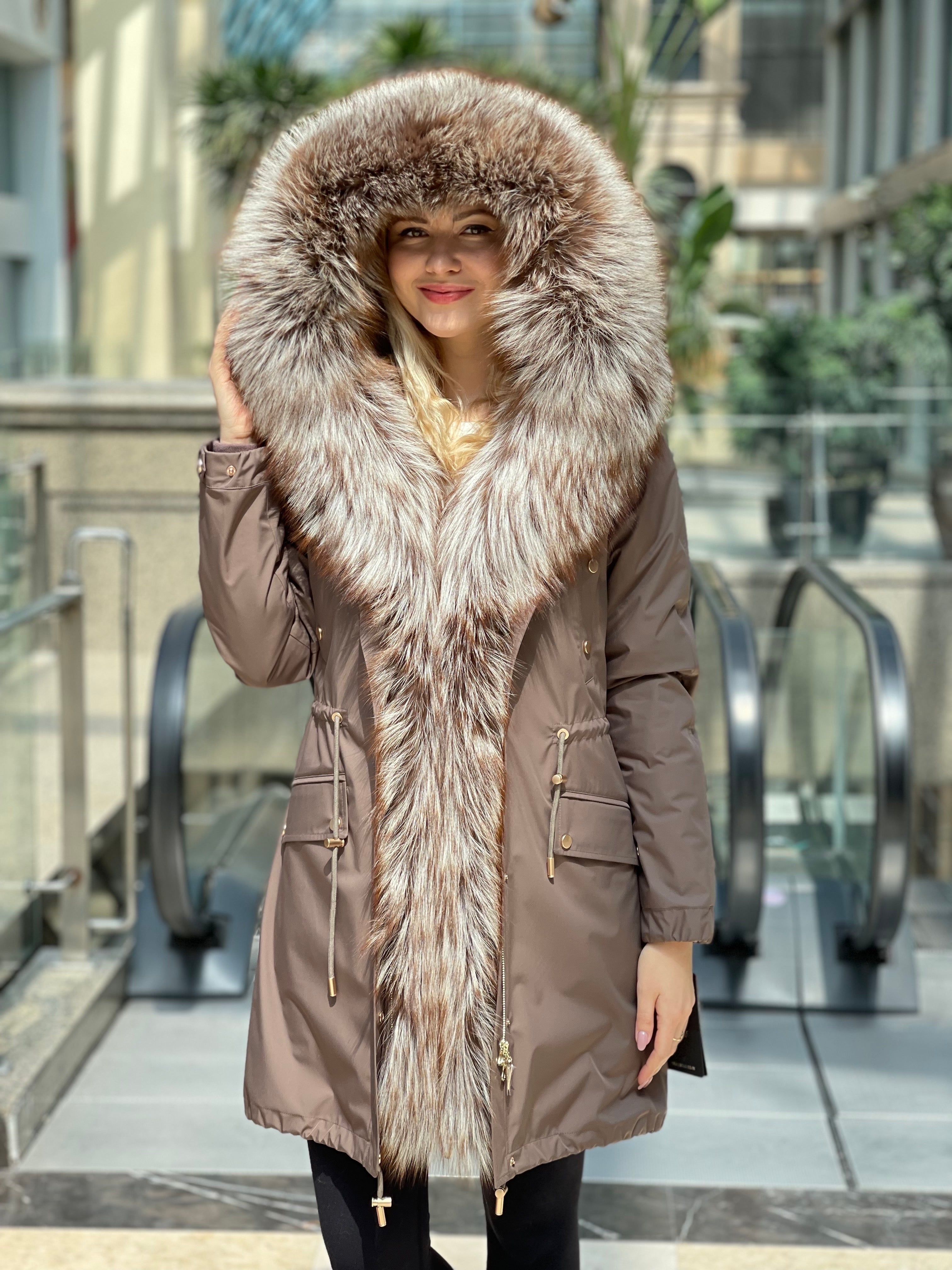 Silver Fox Fur Trim Rabbit Fur Insulated Parka - Energize Trek